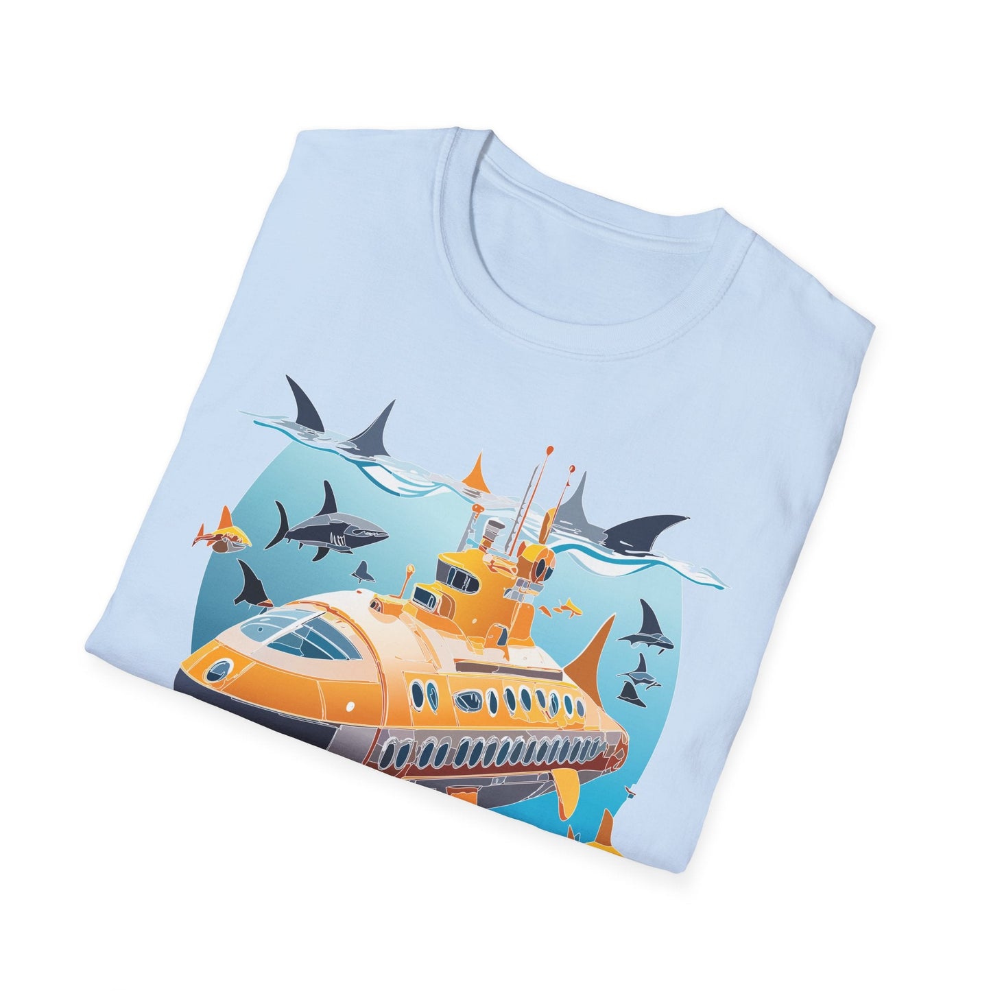 Ocean Themed Unisex Gildan Softstyle 64000 Short Sleeve T Shirt With Ocean Art Design