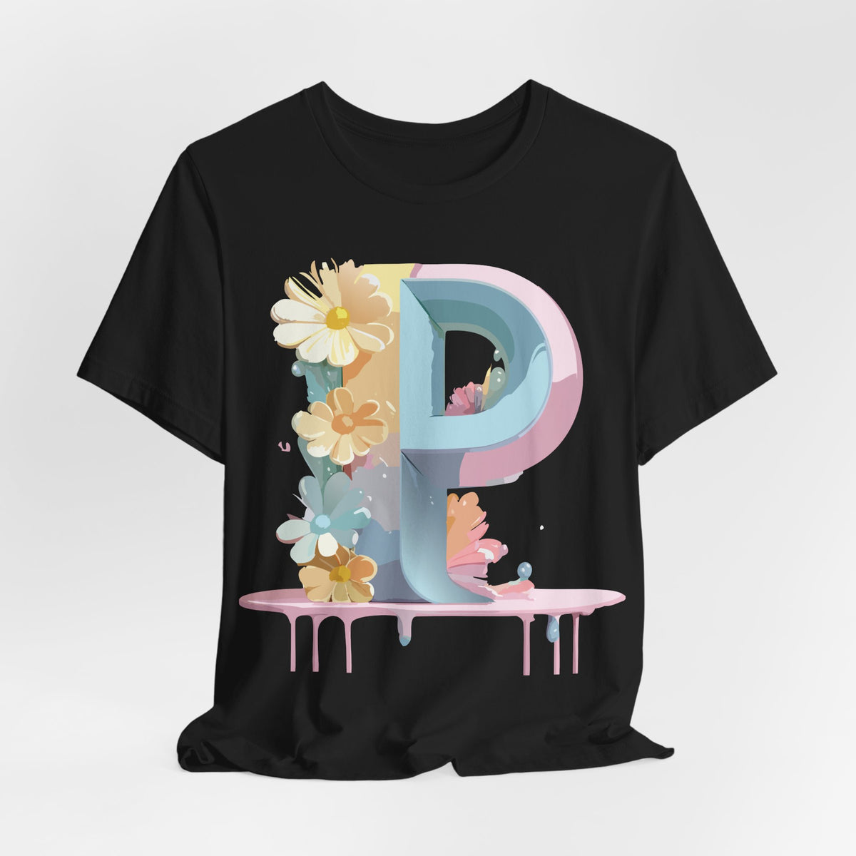 Letter P Graphic Unisex Cotton Bella+Canvas Tee with Art Letter Design