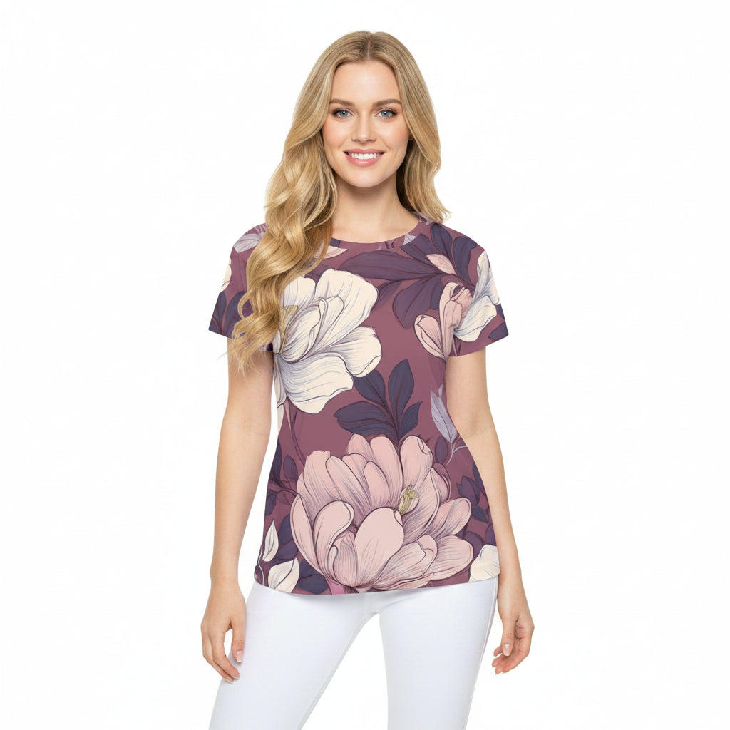 Women Poly T-Shirt with Floral Print