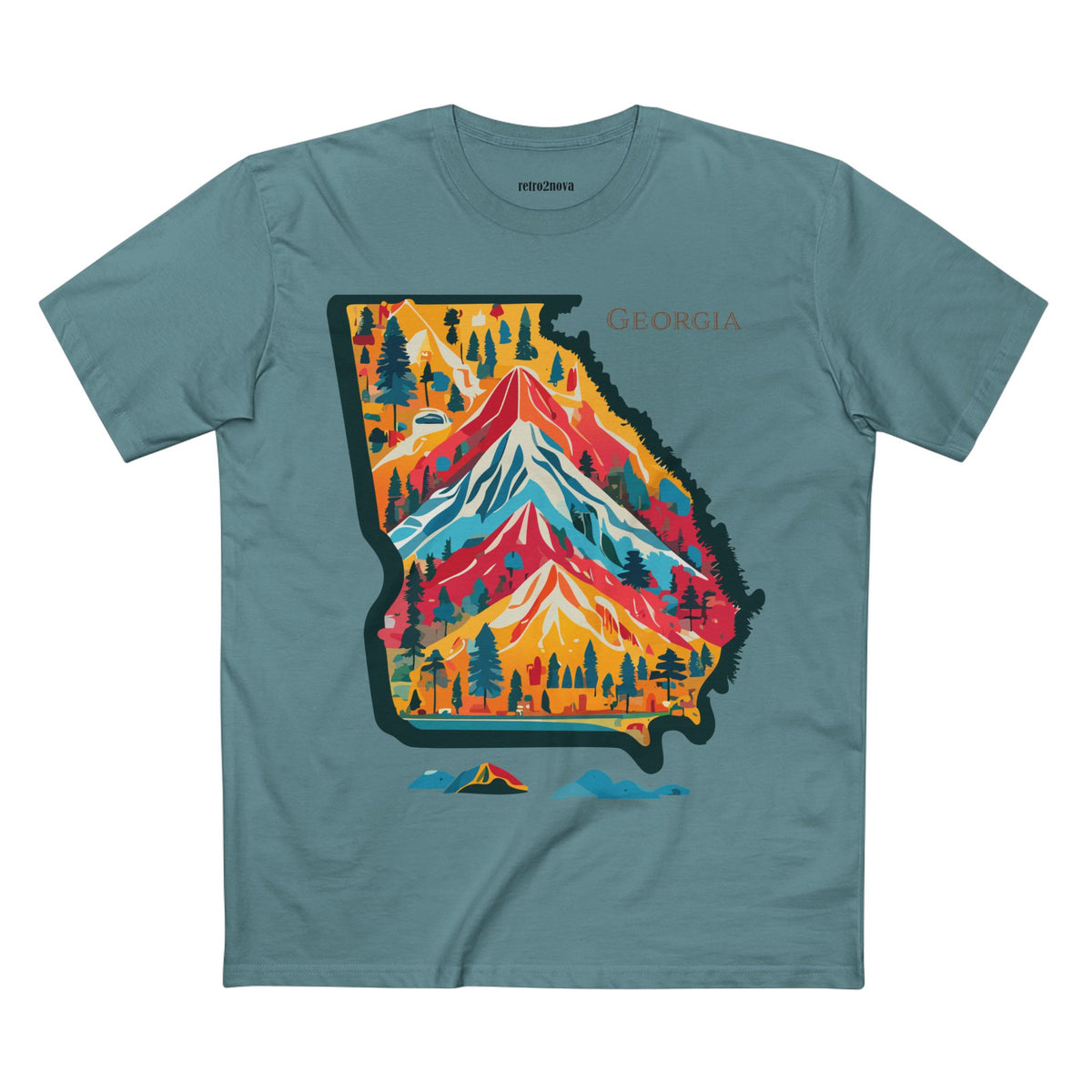 Georgia mountain state map T-Shirt | colorful retro landscape tee