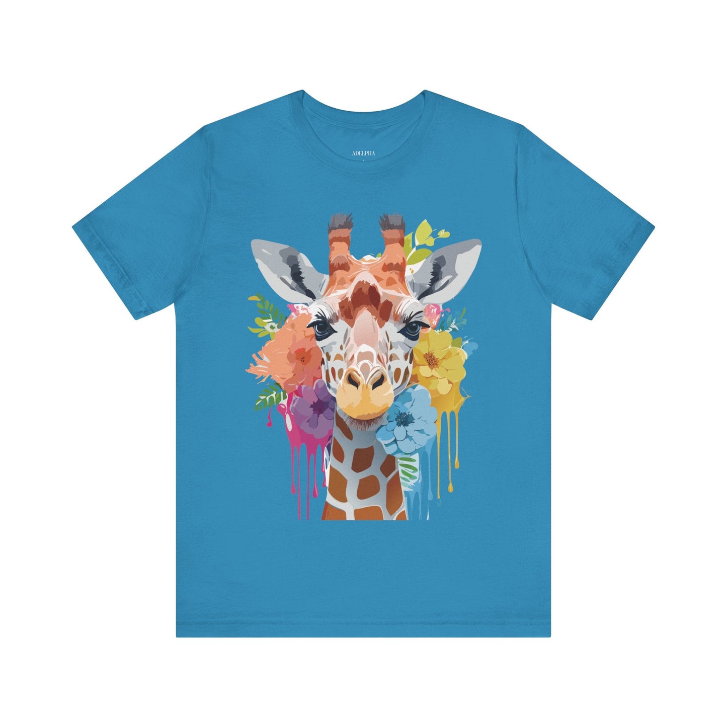 Giraffe Graphic Tee By Adelpha Unisex Vintage Inspired Art Design Short Sleeve Jersey Shirt