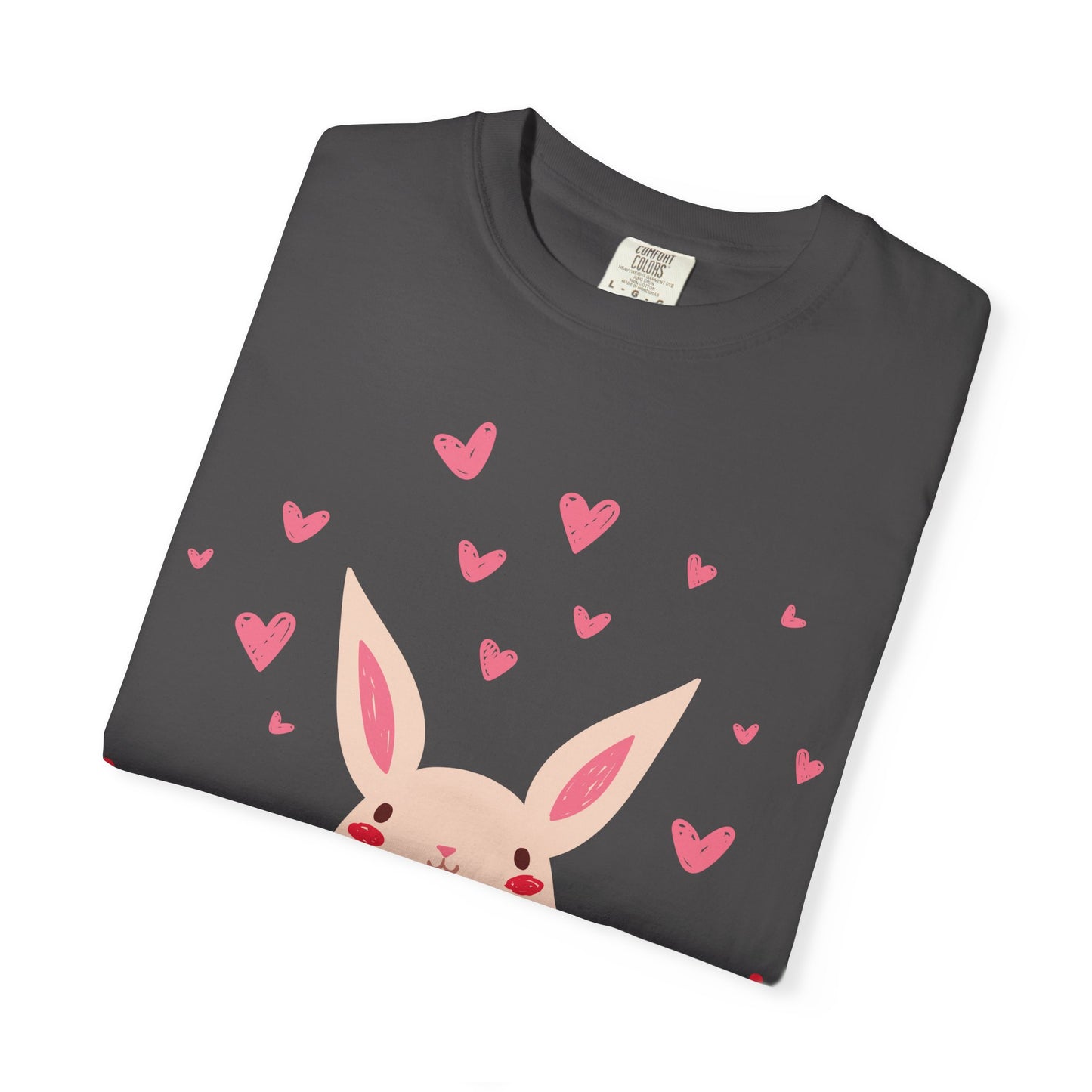 Easter Bunny Heart T-Shirt, Tee Shirt with Easter Signature, T Shirt with Easter Prints, Tee Shirt with Easter Design