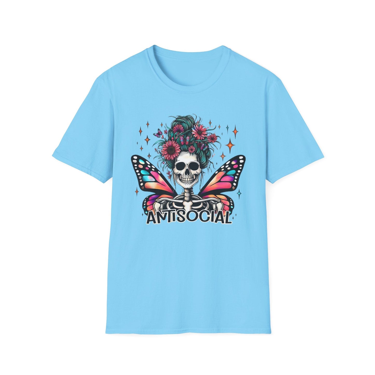 Unisex Skull Graphic Tee Shirt Short Sleeve Skeleton Gildan Softstyle 64000 100 Ring Spun Cotton