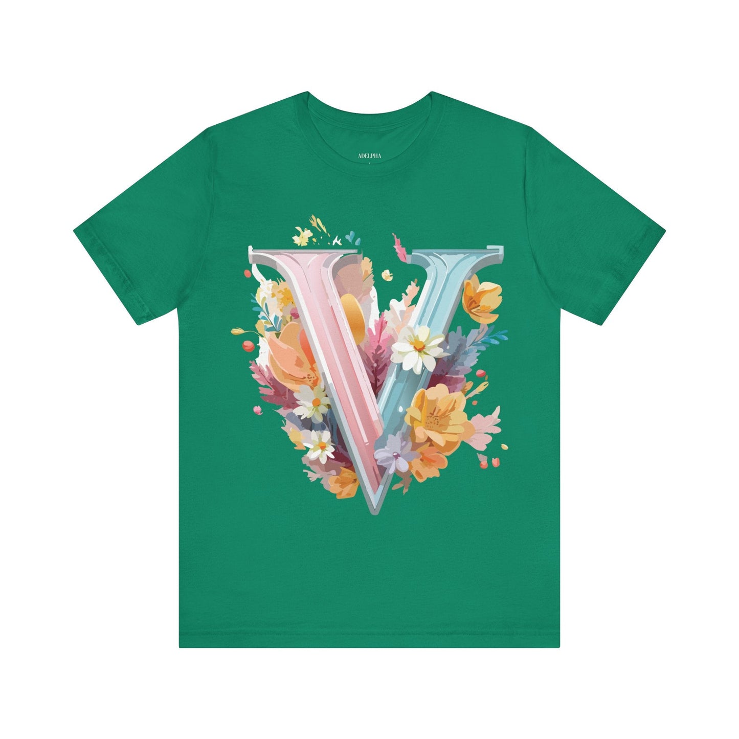Letter V Shirt Unisex Graphic Tee With Vintage Inspired Artwork By Adelpha Premium Soft Jersey