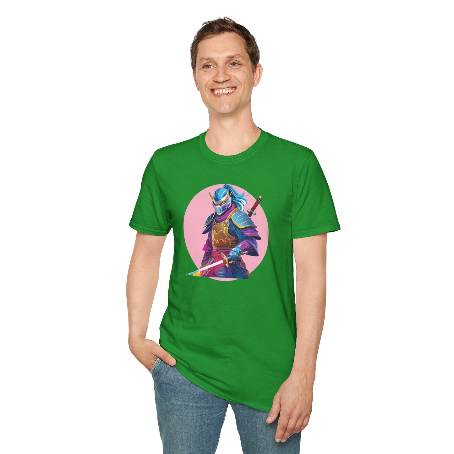 Samurai Themed Unisex Softstyle Tee Shirt Gildan 64000 100 Percent Ring Spun Cotton
