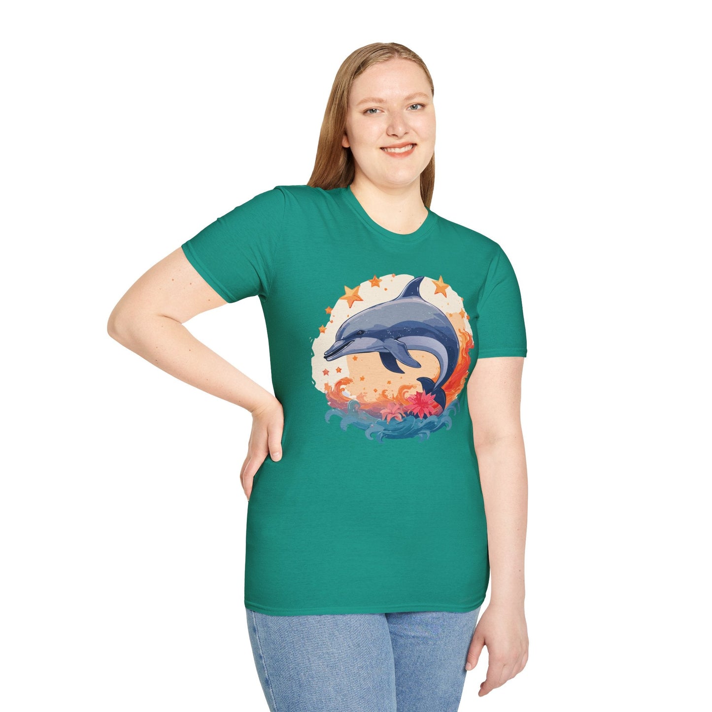 Dolphin Shirt Unisex Tee Gildan Softstyle 64000 100 Percent Ring Spun Cotton Comfort Wear