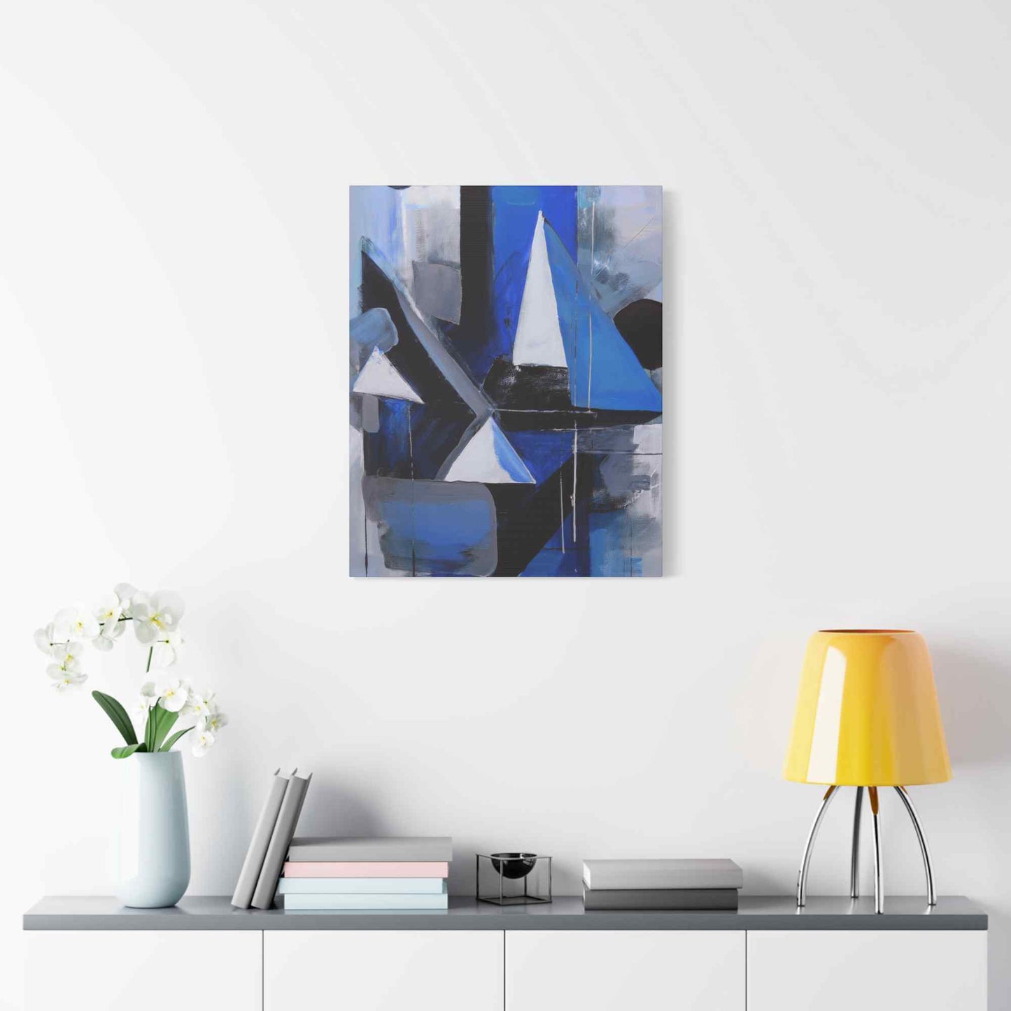 Blue Abstract Painting Print Canvas 20x24,20x30,24x30, 24x32,24x36,30x40, 32x48,36x48,40x60 Pine-Wood Inner Frame ABS-26