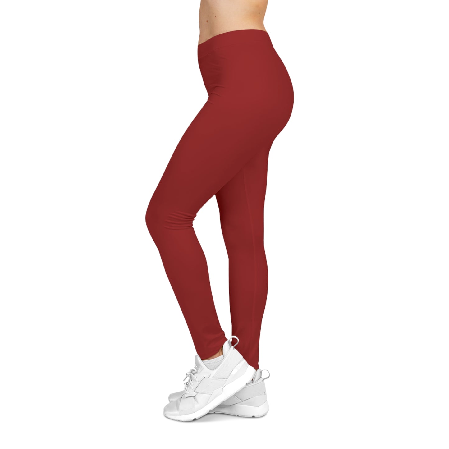Oxblood Red Color Women's Poly-Span Casual Leggings XS-2XL