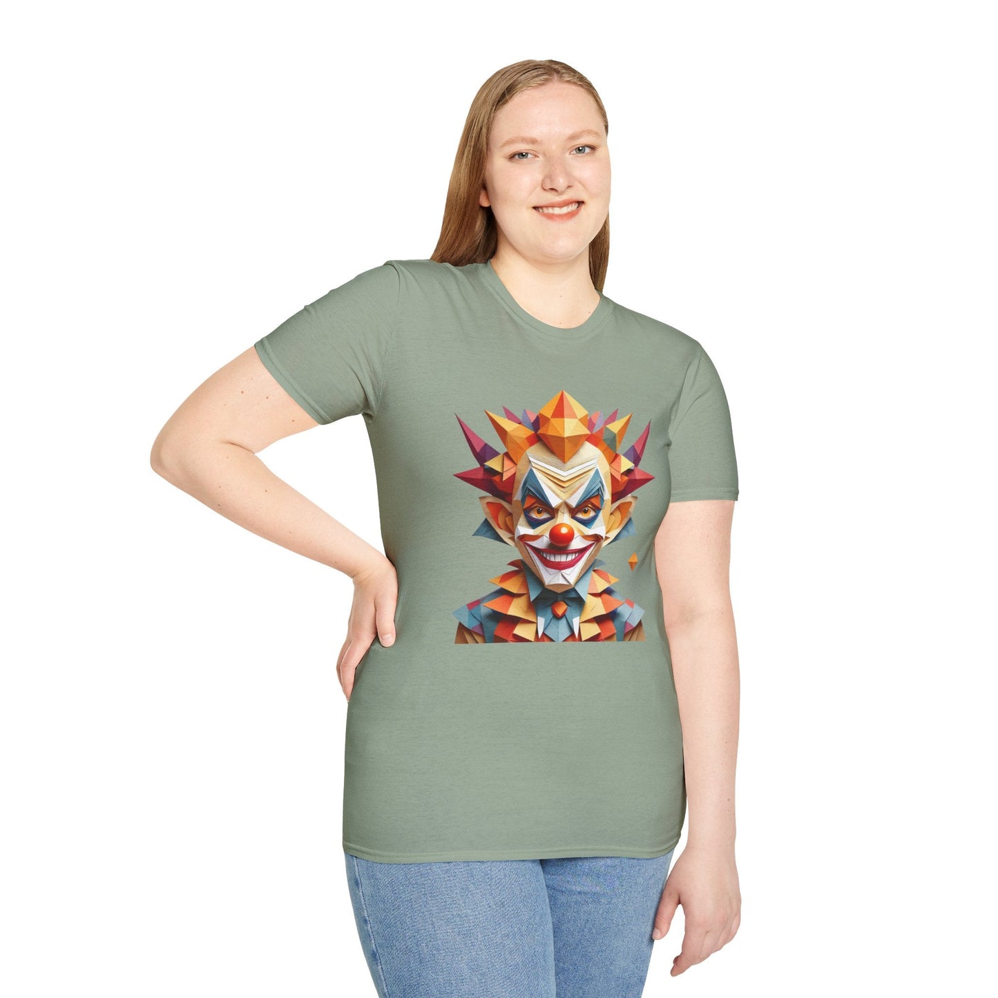 Unisex Clown Shirt With Funny Man Scary Man Circus Theme Tee Gildan Softstyle 64000