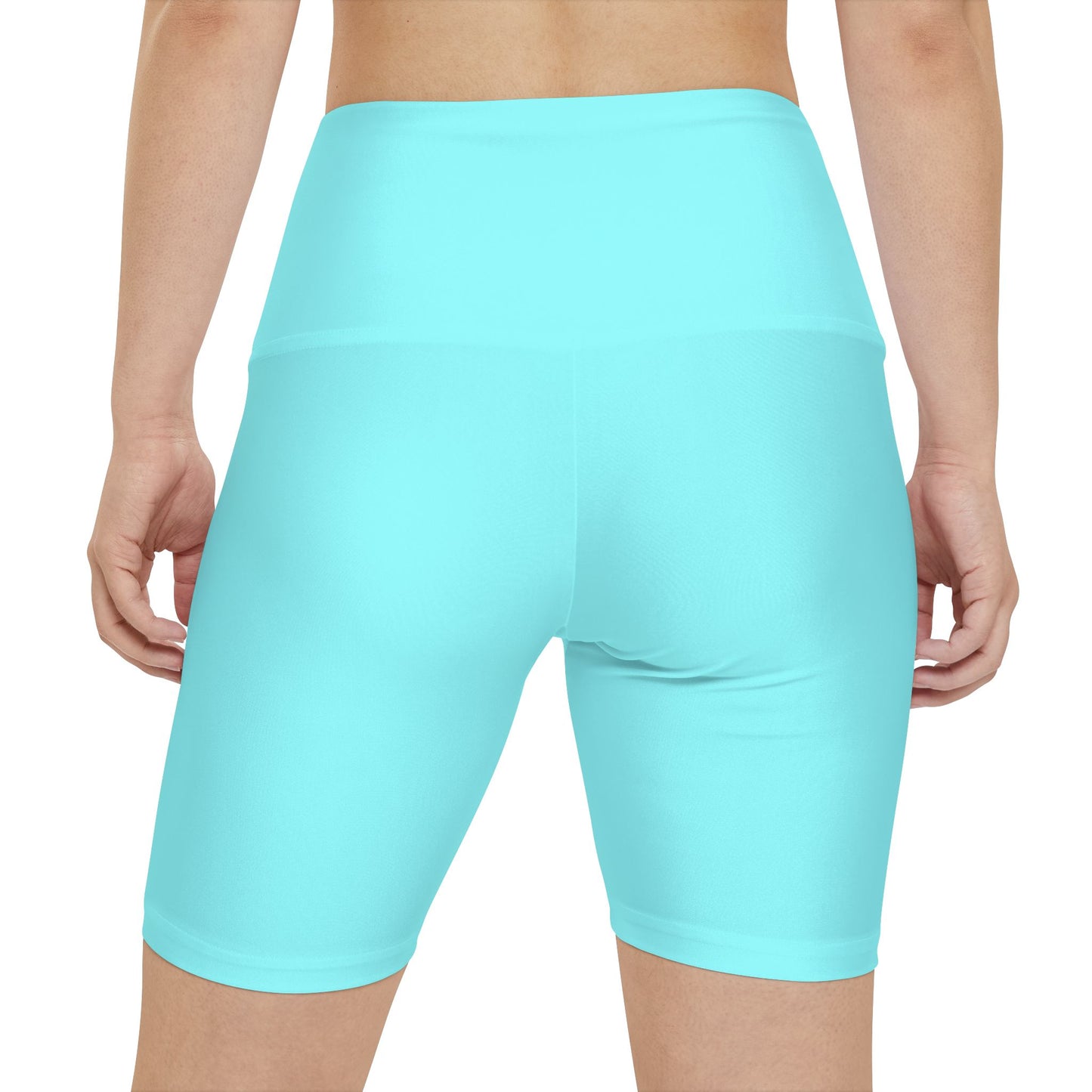 Pale Cyan Women's Workout Shorts — Solid High-Waist Biker Shorts for Exercise & Everyday Wear