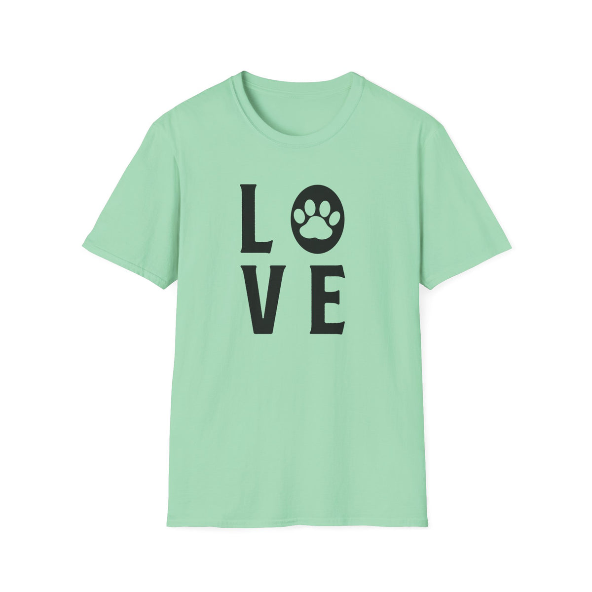 Love Paw T-Shirt Unisex Cotton Short Sleeves Pet Lover Tee with Paw Print