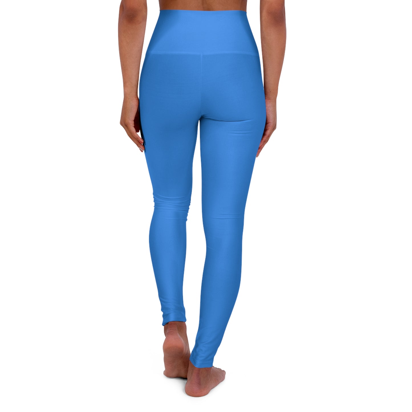 High-Waisted Brilliant Azure Blue Yoga Leggings Women's Seamless Poly-Span Stretchy Smooth Blue Print Activewear Pants