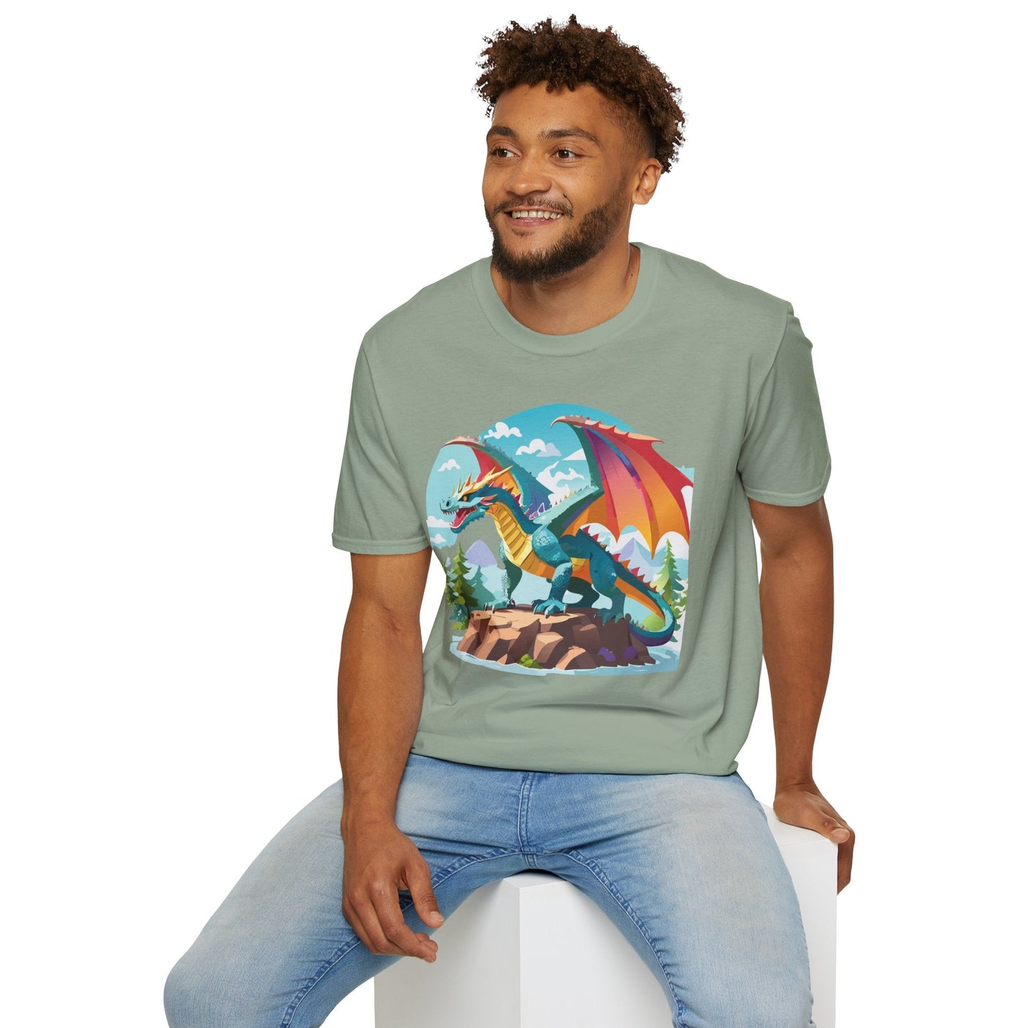 Dragon Graphic Tee Unisex Softstyle 100 Percent Ring Spun Cotton Animal Art Print Shirt