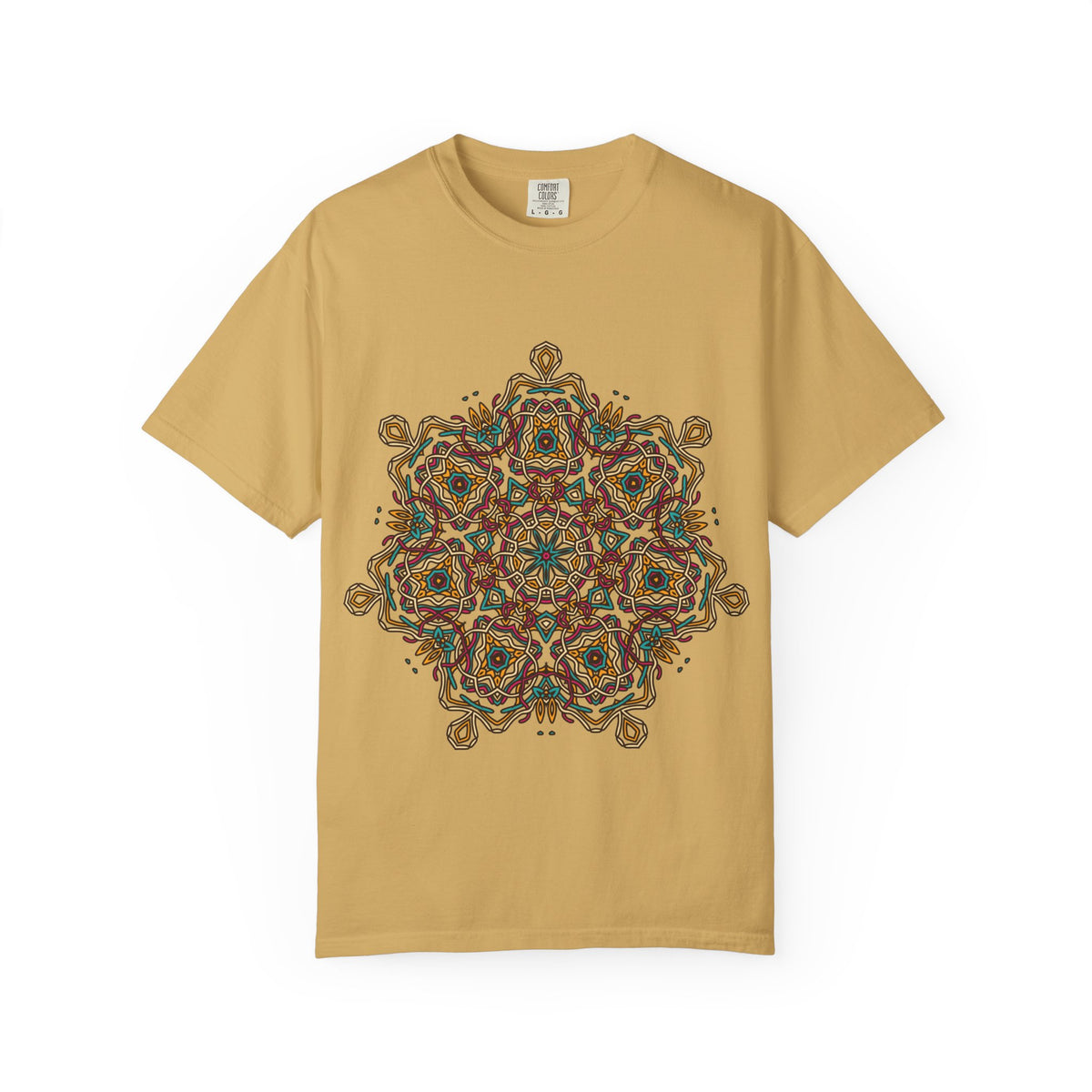 Unisex Garment Dyed Cotton T-Shirt with Mandala Graphic Design