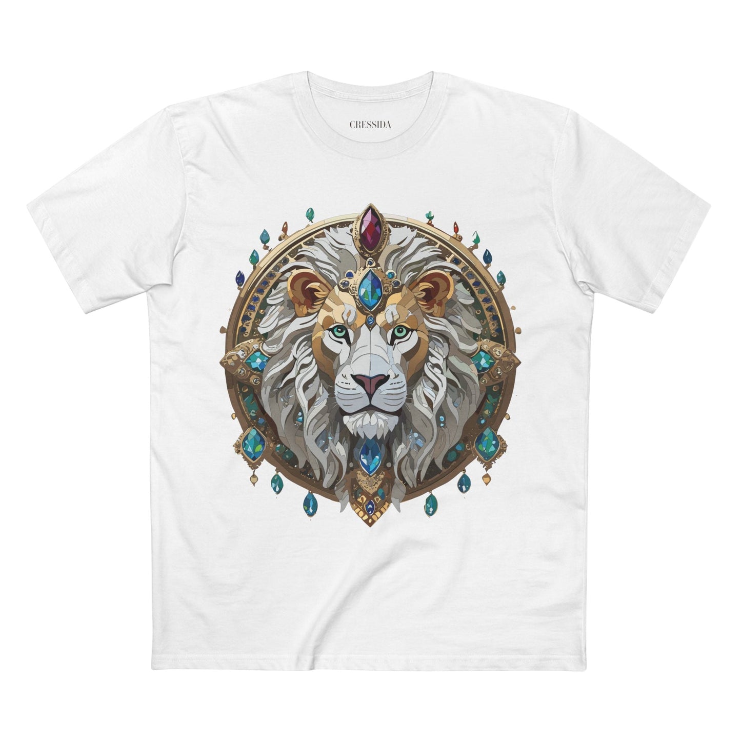 Lion Graphic Unisex 100 Cotton Tee With Unique Animal Golden Medallion Art Design 60