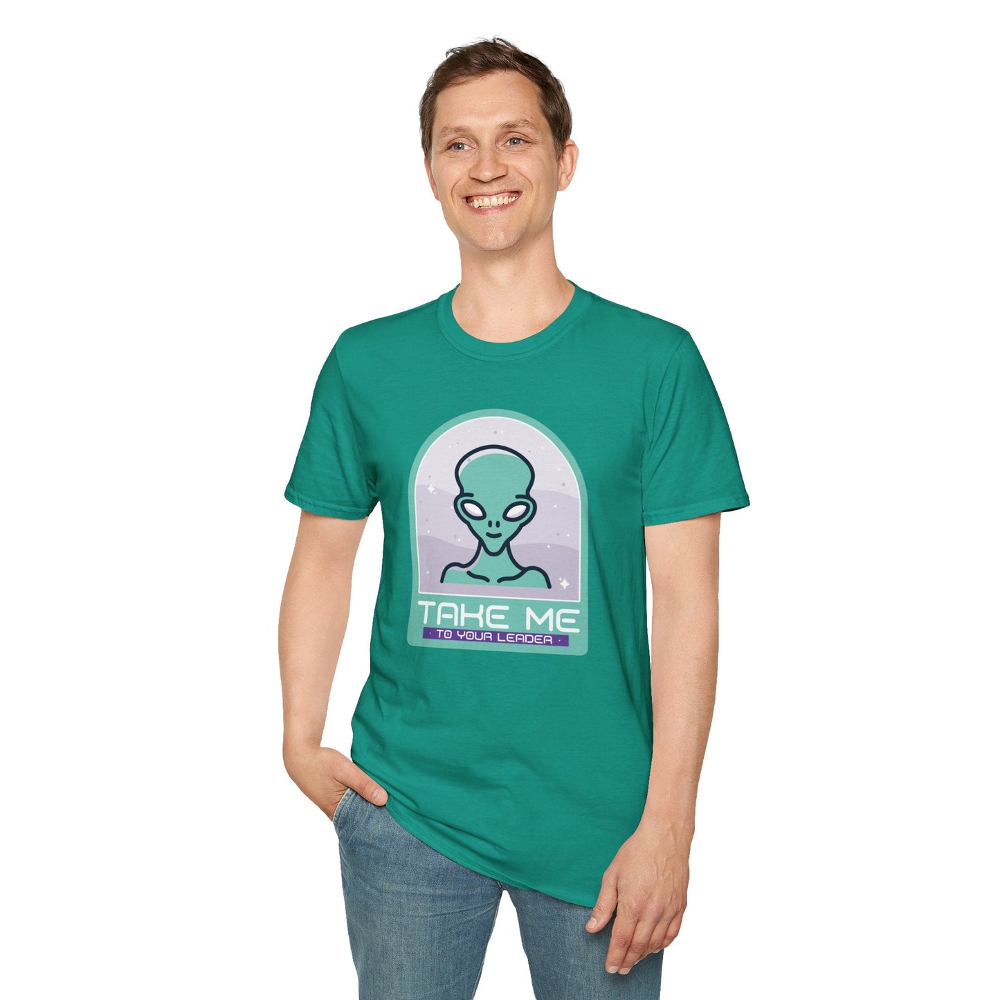 Alien Graphic TShirt  Take Me to Your Leader Retro Space Tee