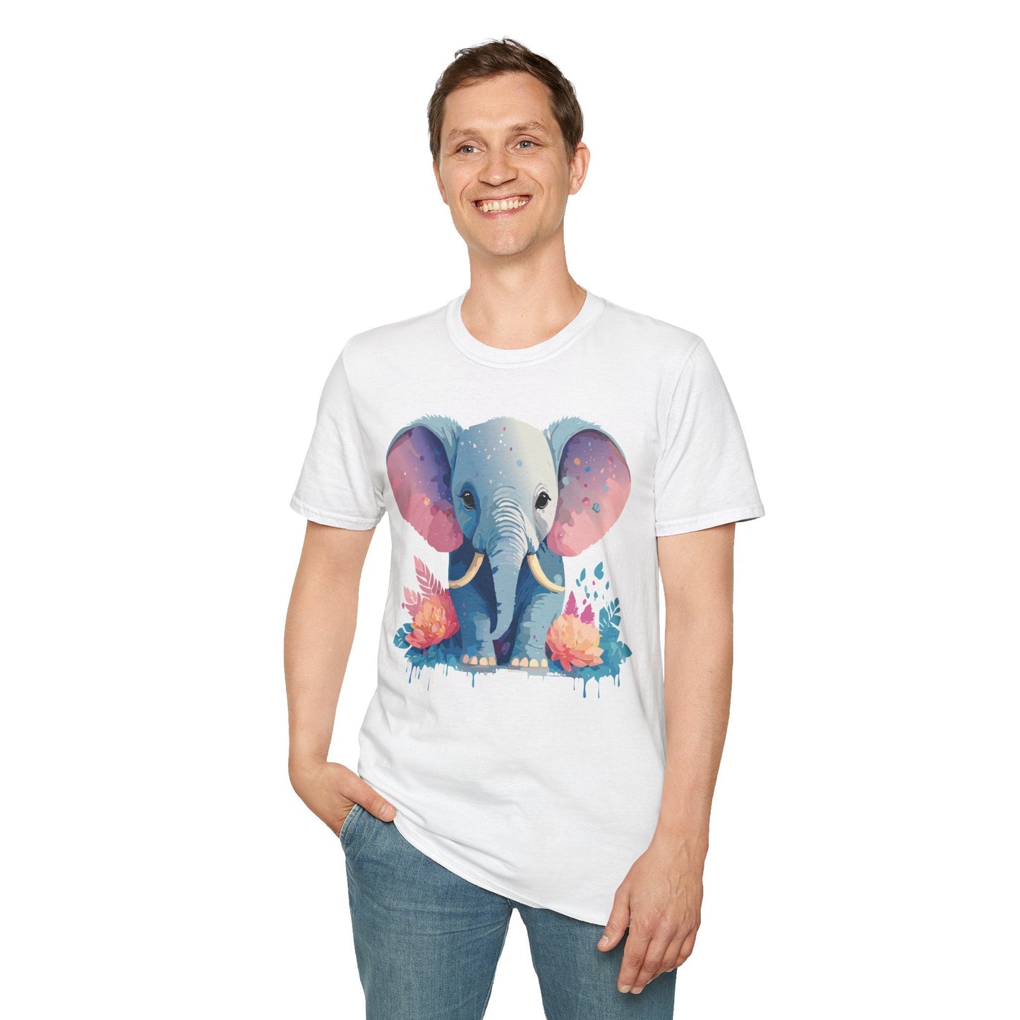 Elephant T Shirt For Adults Unisex Gildan Softstyle 64000 100 Percent Ring Spun Cotton Tee