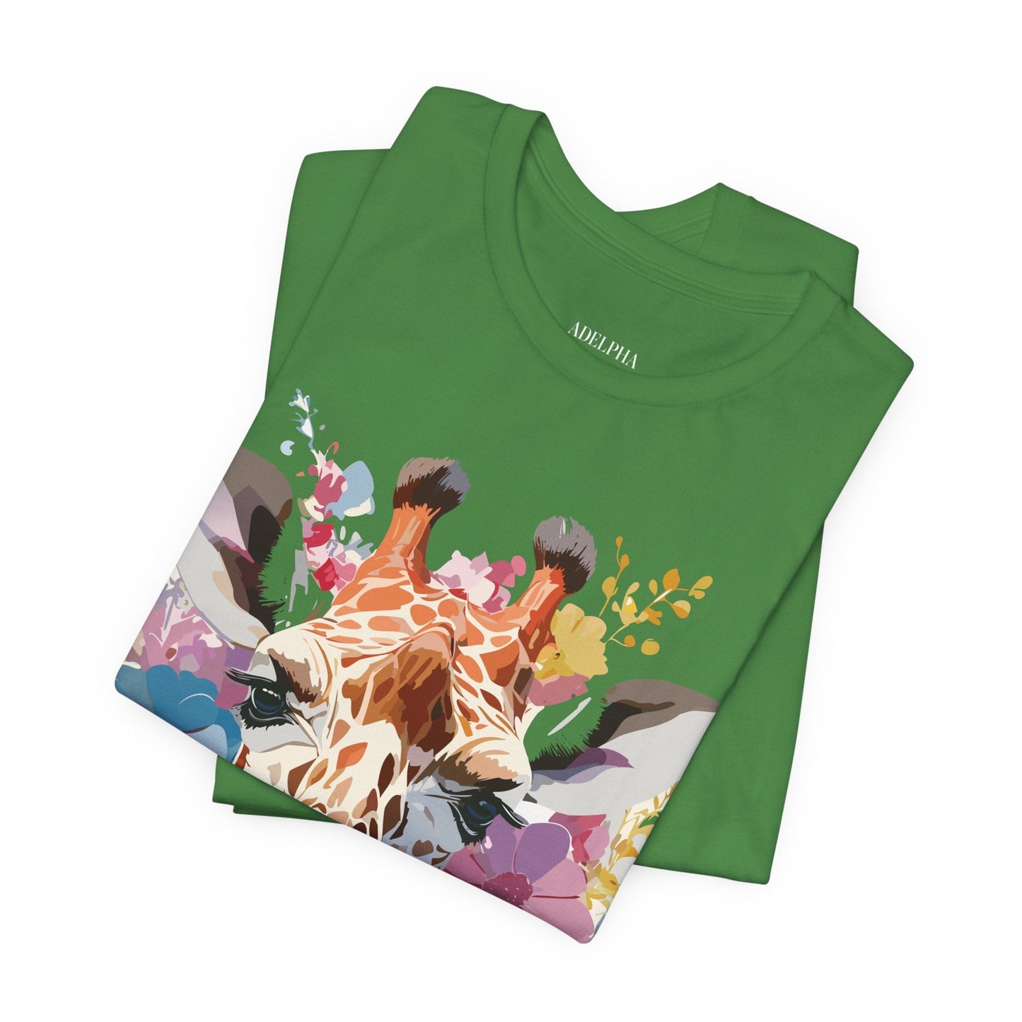 Giraffe Graphic Tee Unisex Premium Short Sleeve Jersey Shirt With Vintage Inspired Art By Adelpha
