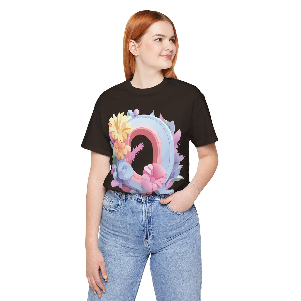 Letter Q Graphic Unisex Cotton Bella+Canvas Tee with Art Letter Design