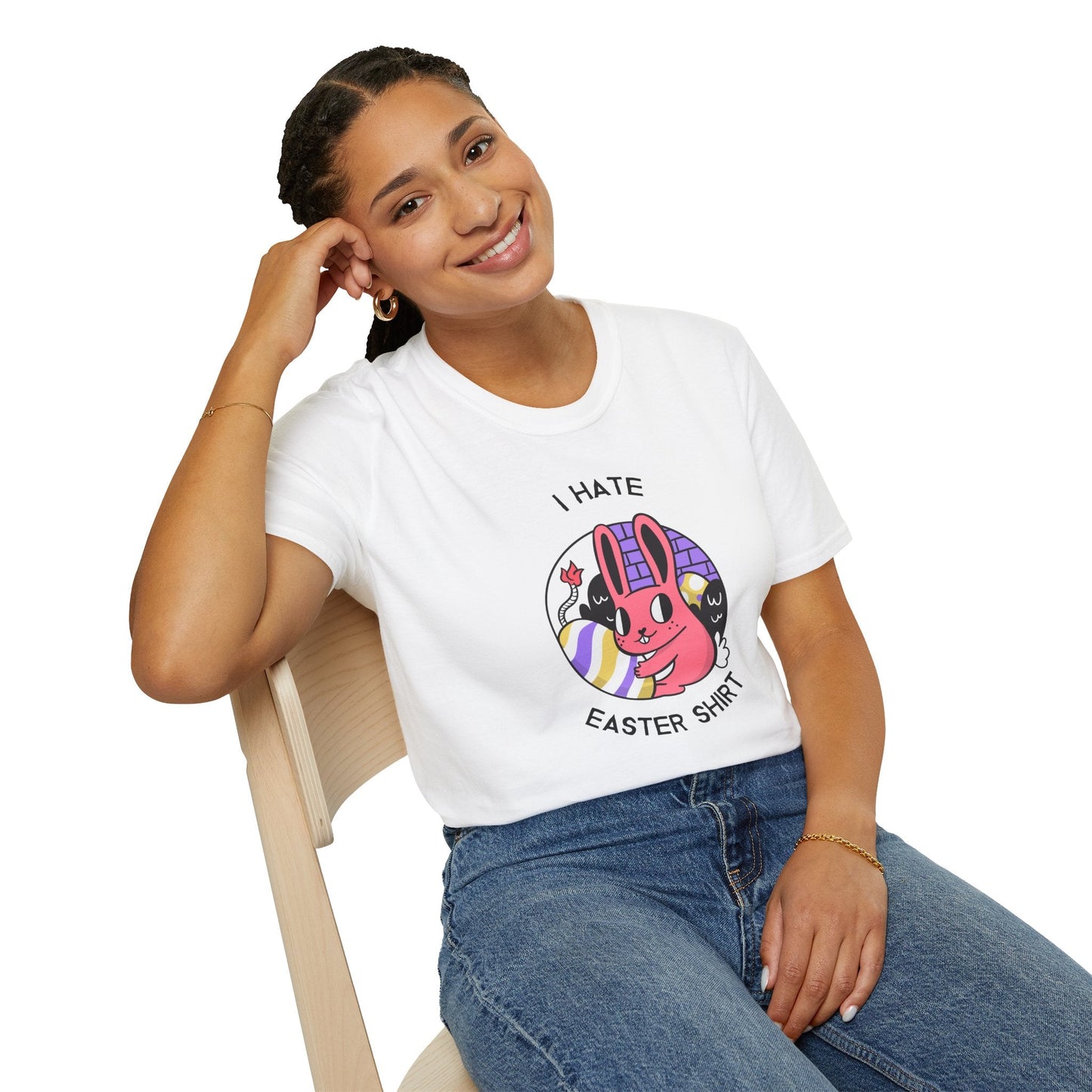 Funny Easter T Shirt Unisex Gildan Softstyle 64000 Easter Design Tee With Signature Print