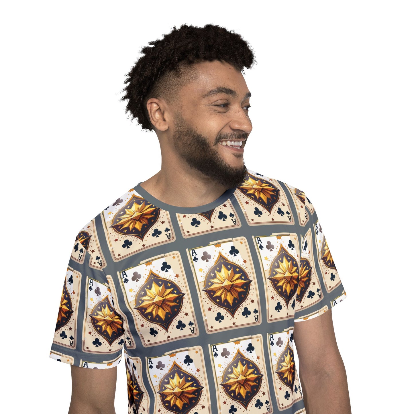 Ace Clubs Graphic T-Shirt, Art Design Poly Shirt, All Over Print Graphic Tee, Playing Cards T-Shirt, Playing Cards Tees