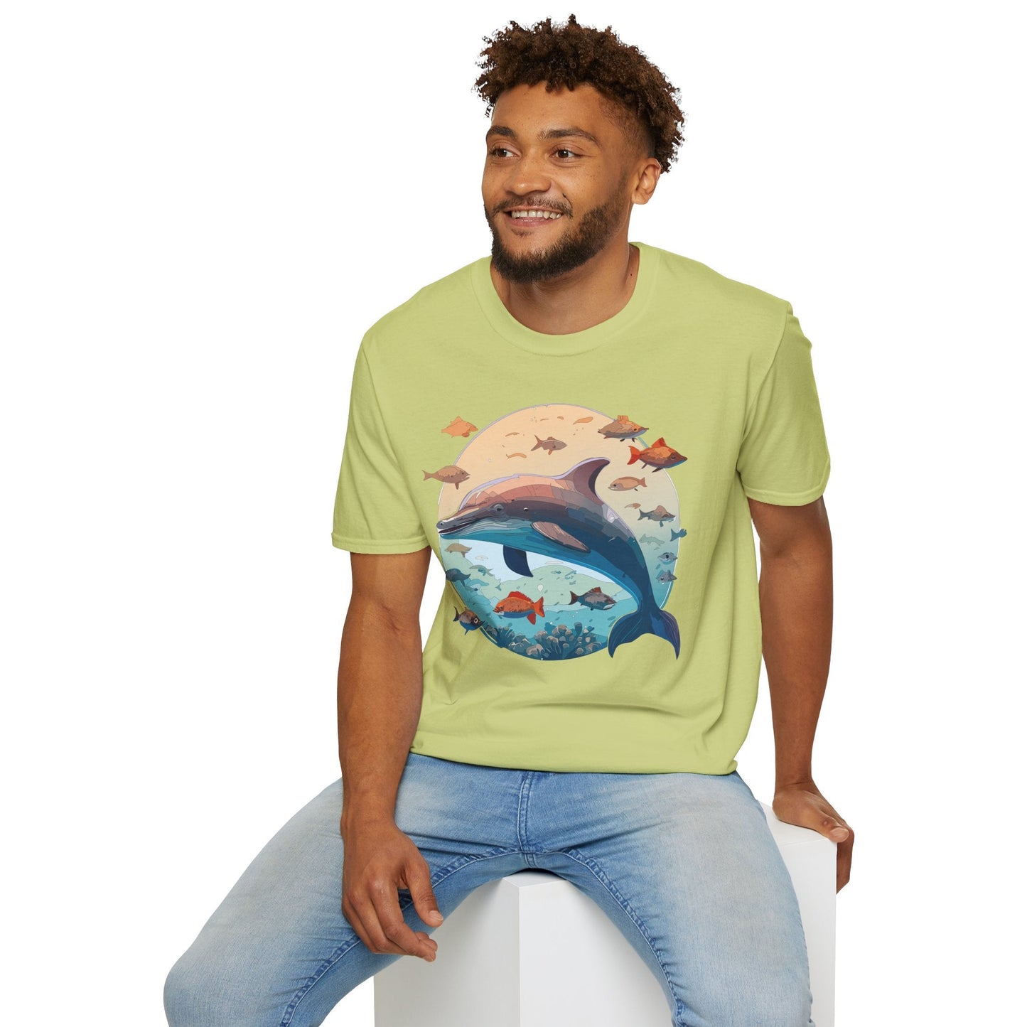 Dolphin Shirt Unisex Softstyle T Shirt 64000 100 Percent Ring Spun Cotton Tee For Everyday Comfort
