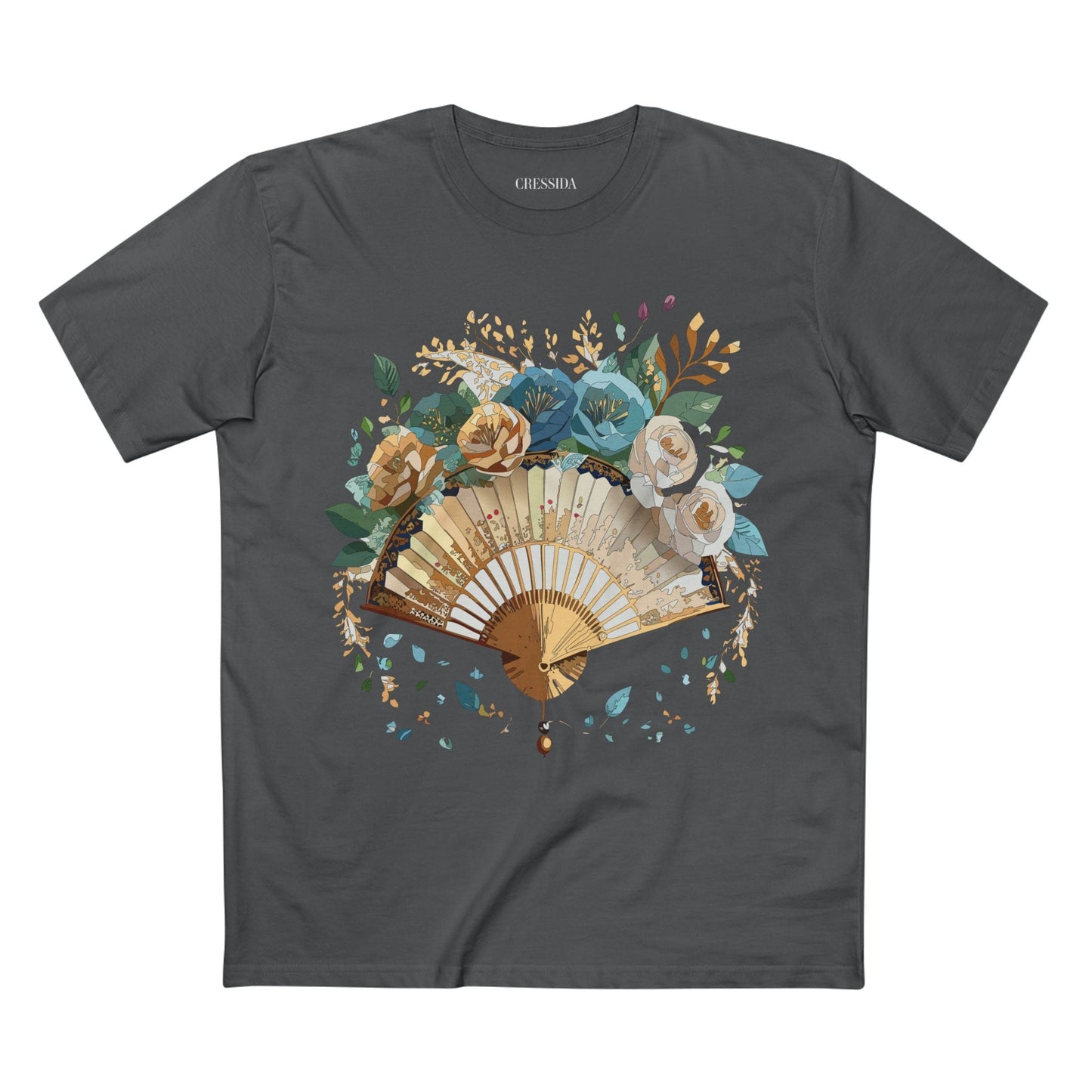 Antique Fan Graphic Design T-Shirt Unisex 100 Cotton Floral Carnival Artwork Tee 4