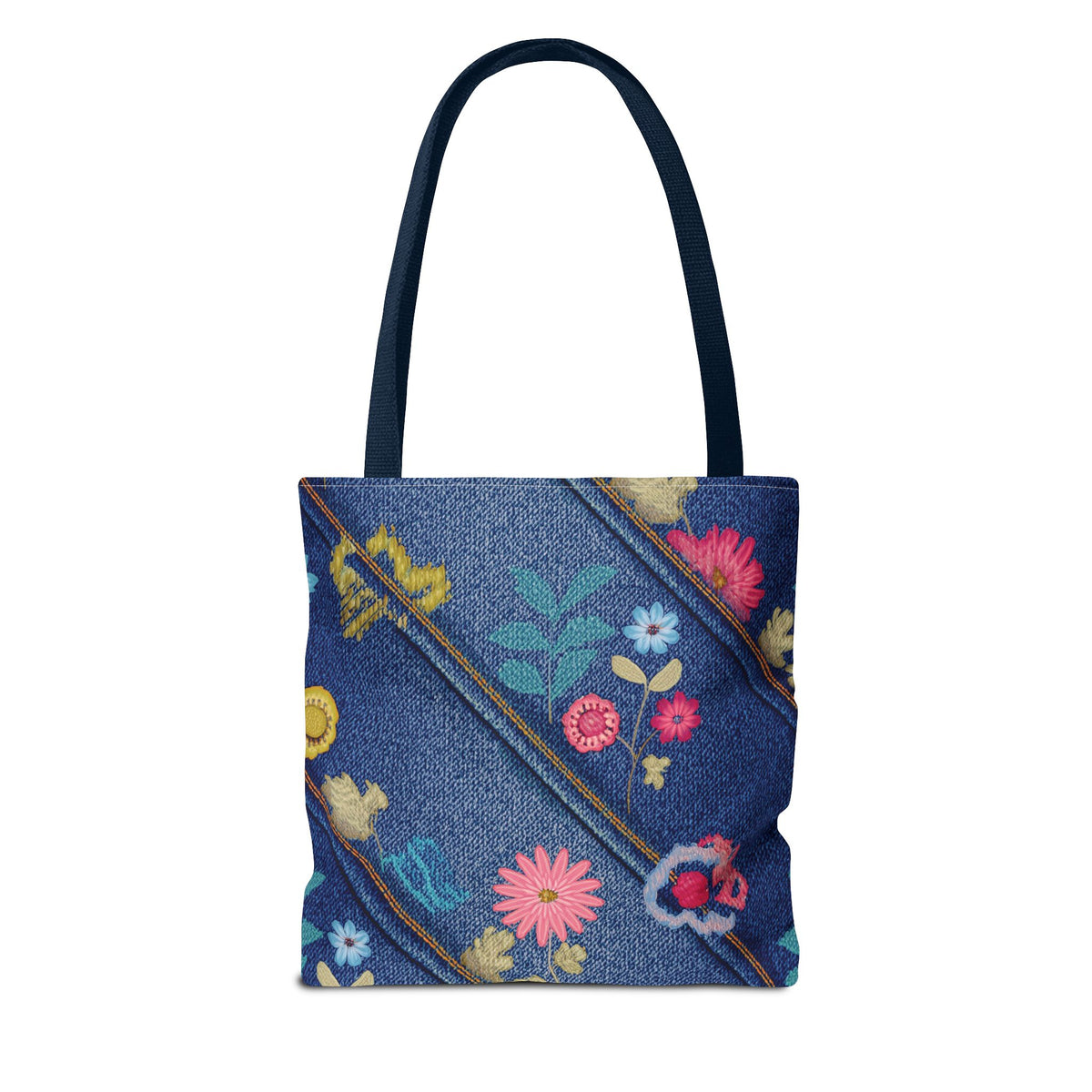Denim Fabric Imitation Print Unisex Canvas Bag Poly Spun 3 Sizes Tote Bag 164