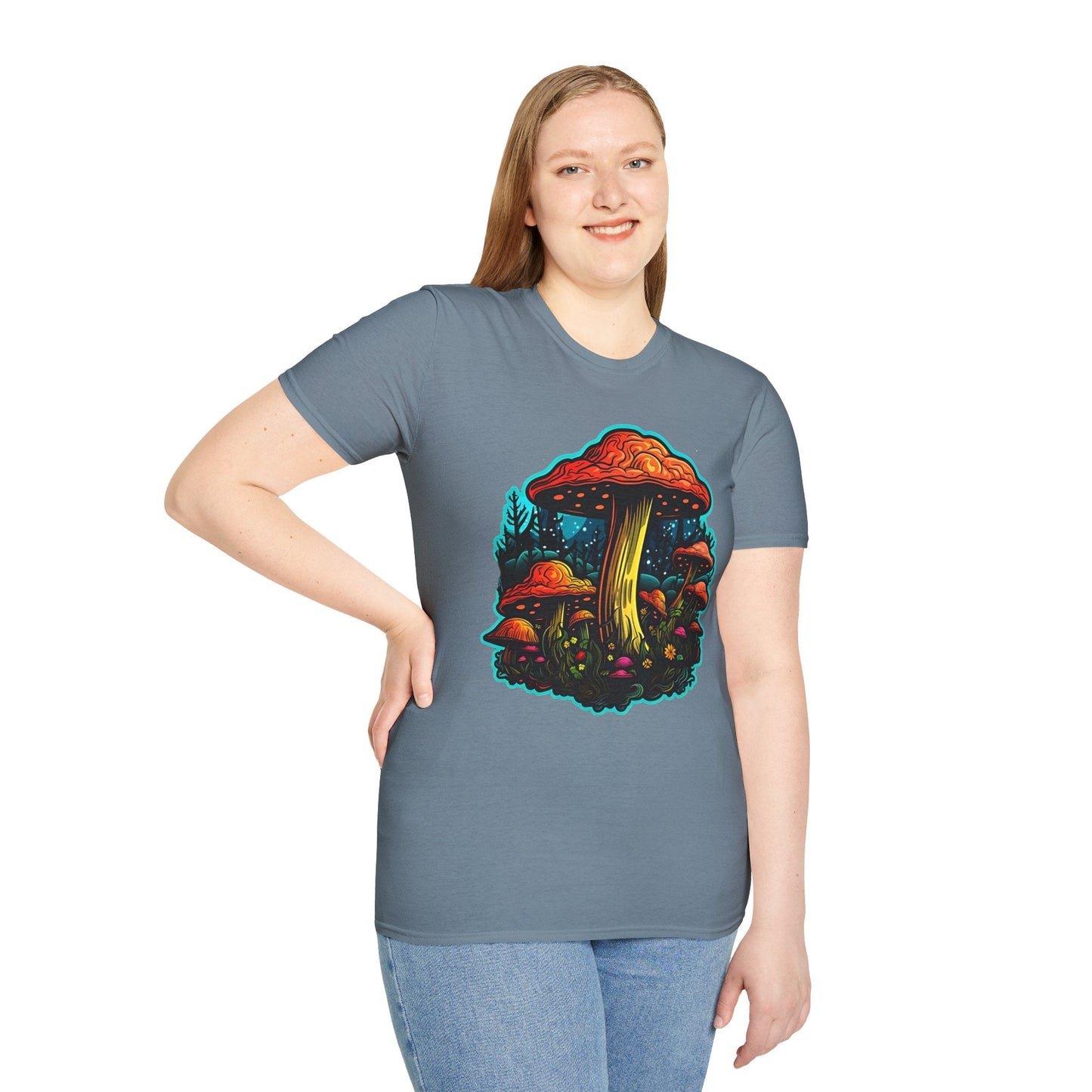 Funny Mashroom Graphic Unisex Softstyle Cotton With Cartoon Illustration Design 22