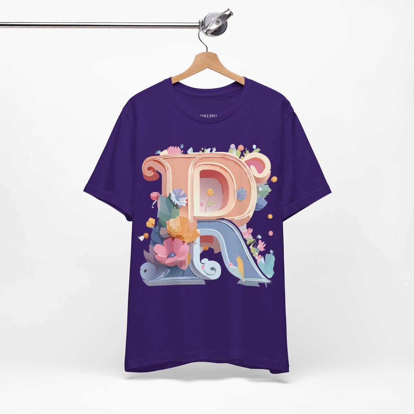 Letter R Shirt Unisex Graphic Tee Premium Cotton Vintage Inspired Art By Adelpha Short Sleeve