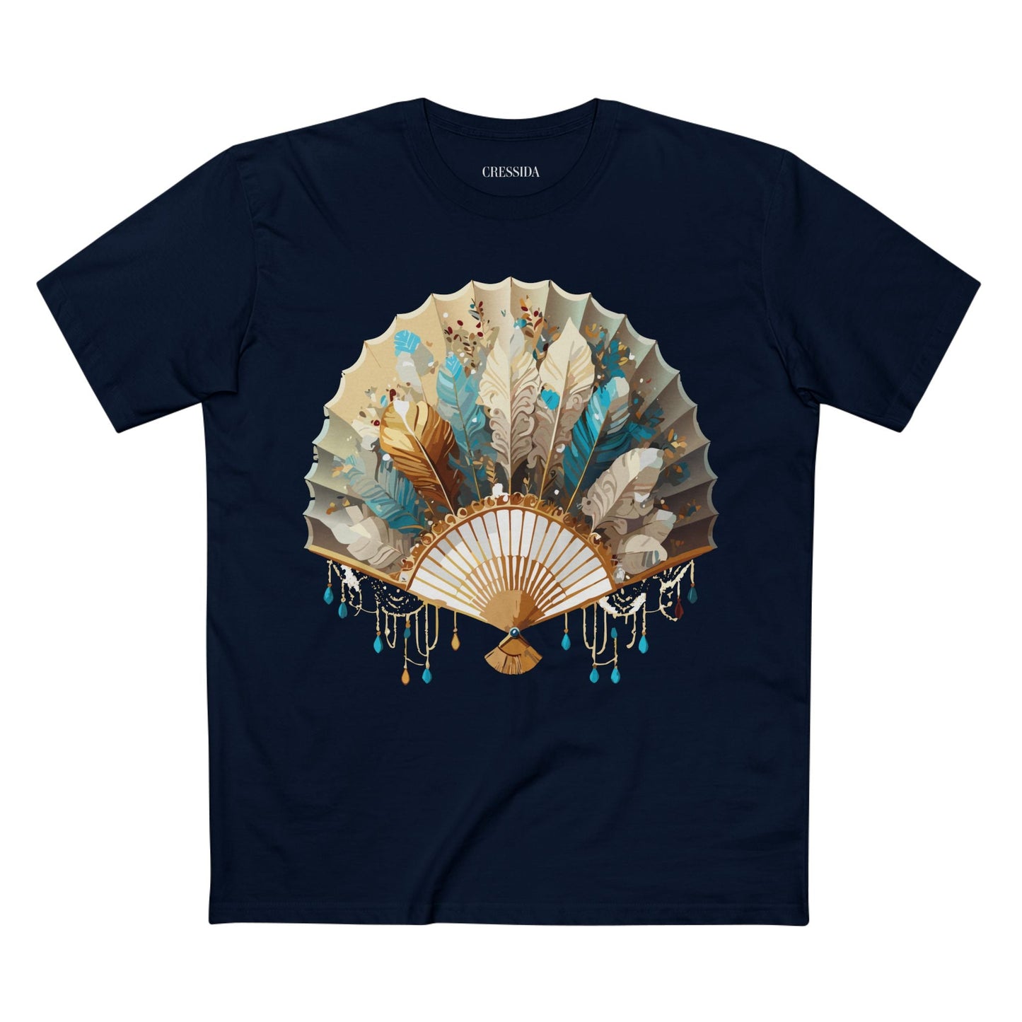 Antique Fan Graphic Design T-Shirt Unisex 100 Cotton Floral Carnival Artwork Tee 9