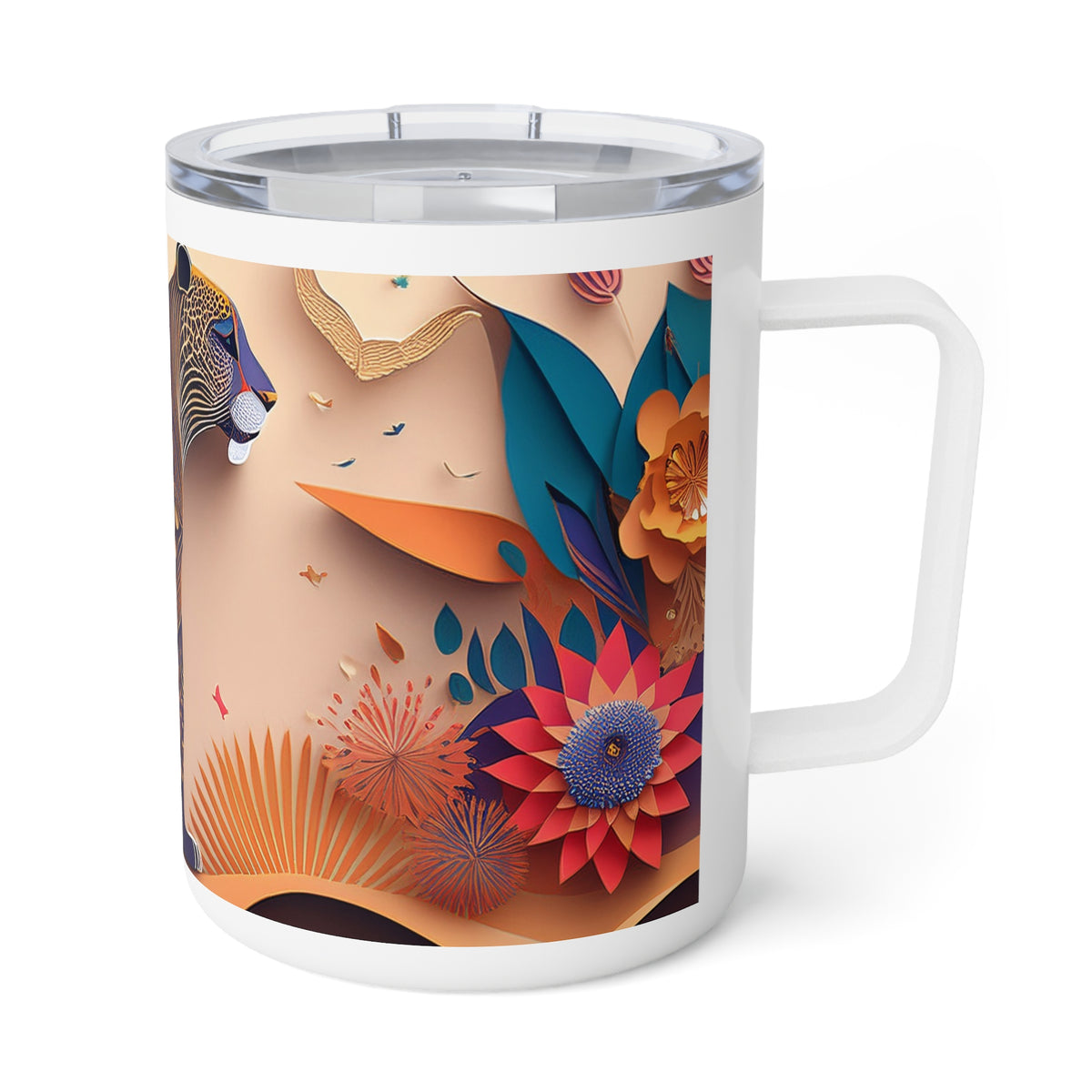 37 Art Design Insulated Coffee Mug Clear Lid 10oz Insulated Coffee Mug 10oz