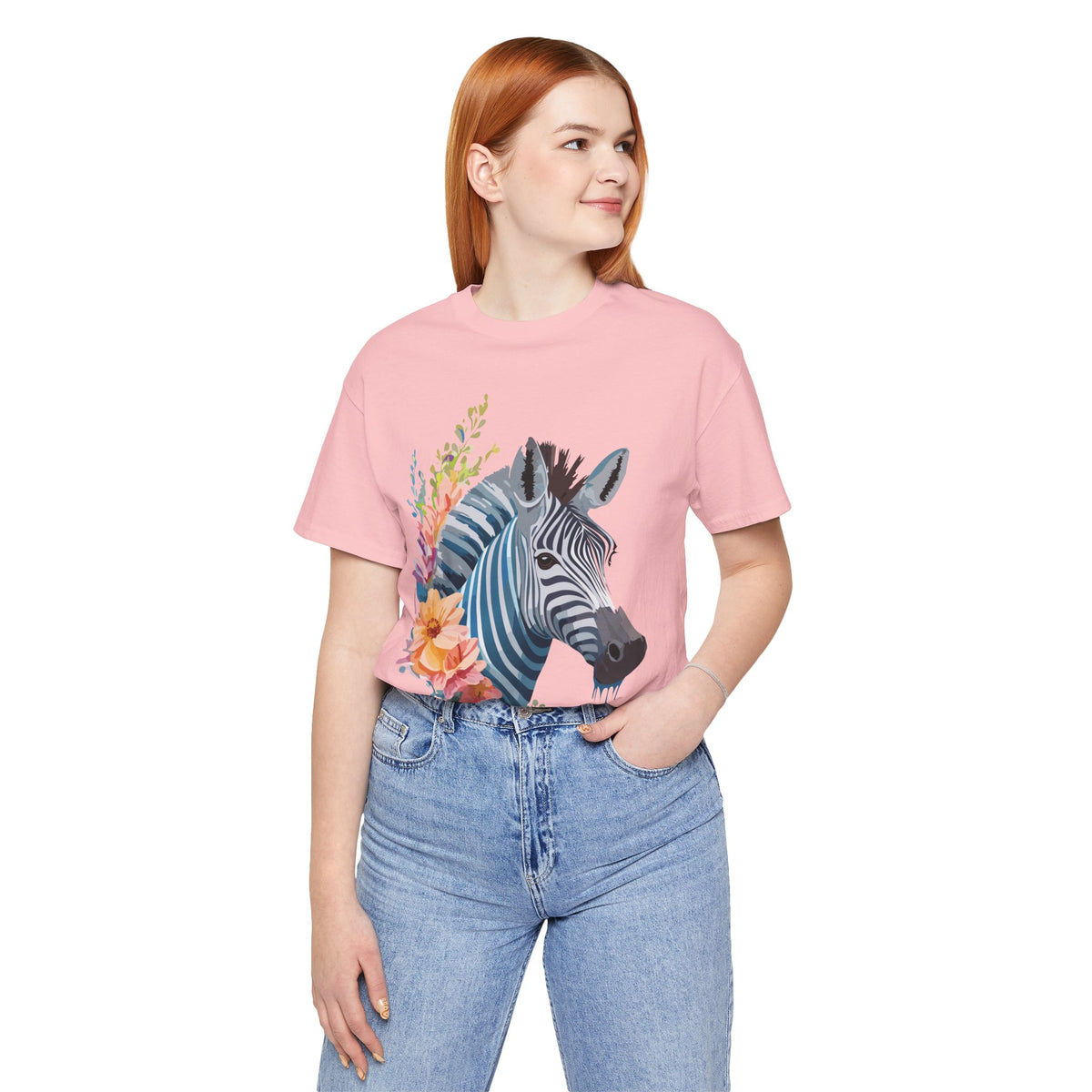 Zebra Graphic Unisex Cotton Bella+Canvas Tee with Art Animal Design e79