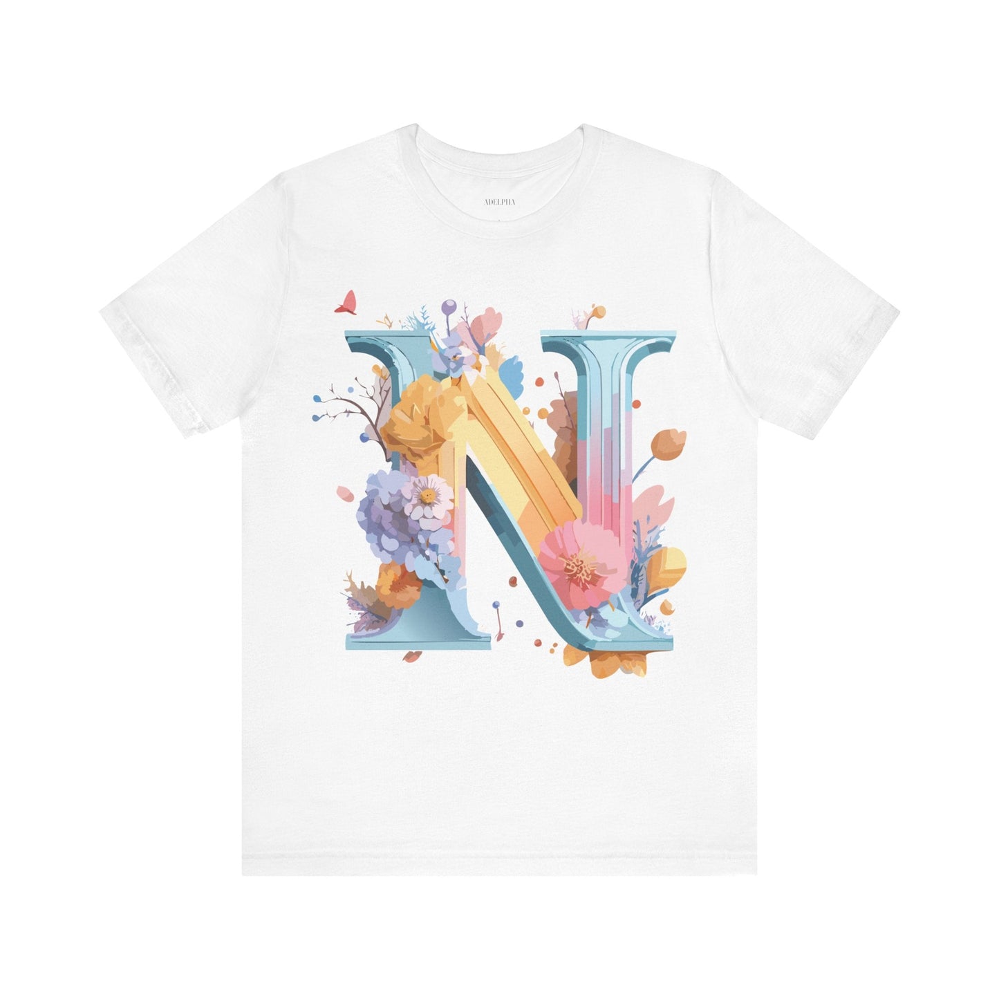 Letter N Shirt Classic Unisex Graphic Tee With Premium Vintage Adelpha Artwork Jersey Short Sleeve