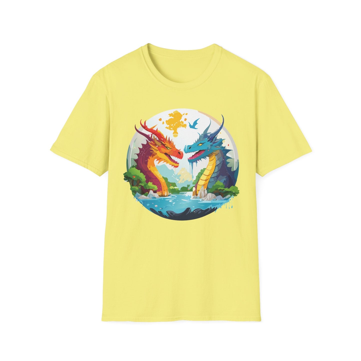 Dragon T Shirt Unisex Gildan Softstyle 64000 100 Percent Cotton Animal Print Tee Artwork
