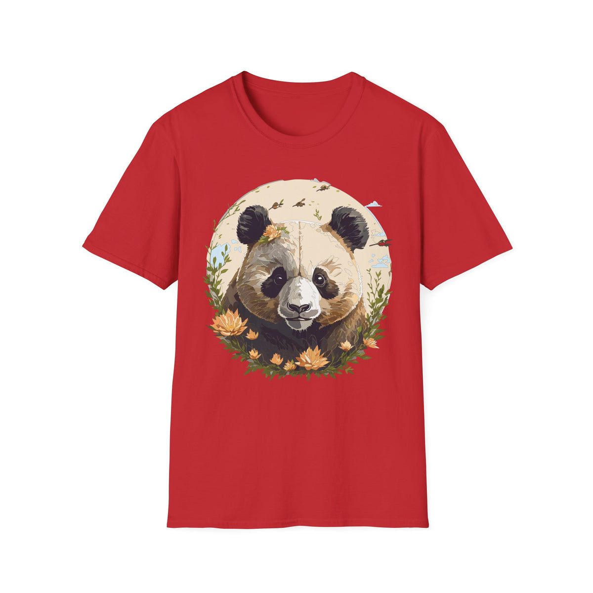 Floral Panda Illustration T-Shirt | Cute Bamboo Bear Graphic Tee