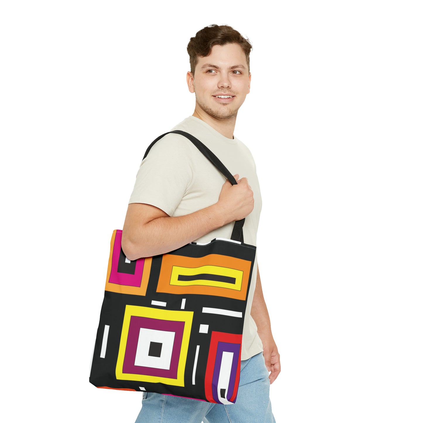 Canvas Bag with Abstract Prints