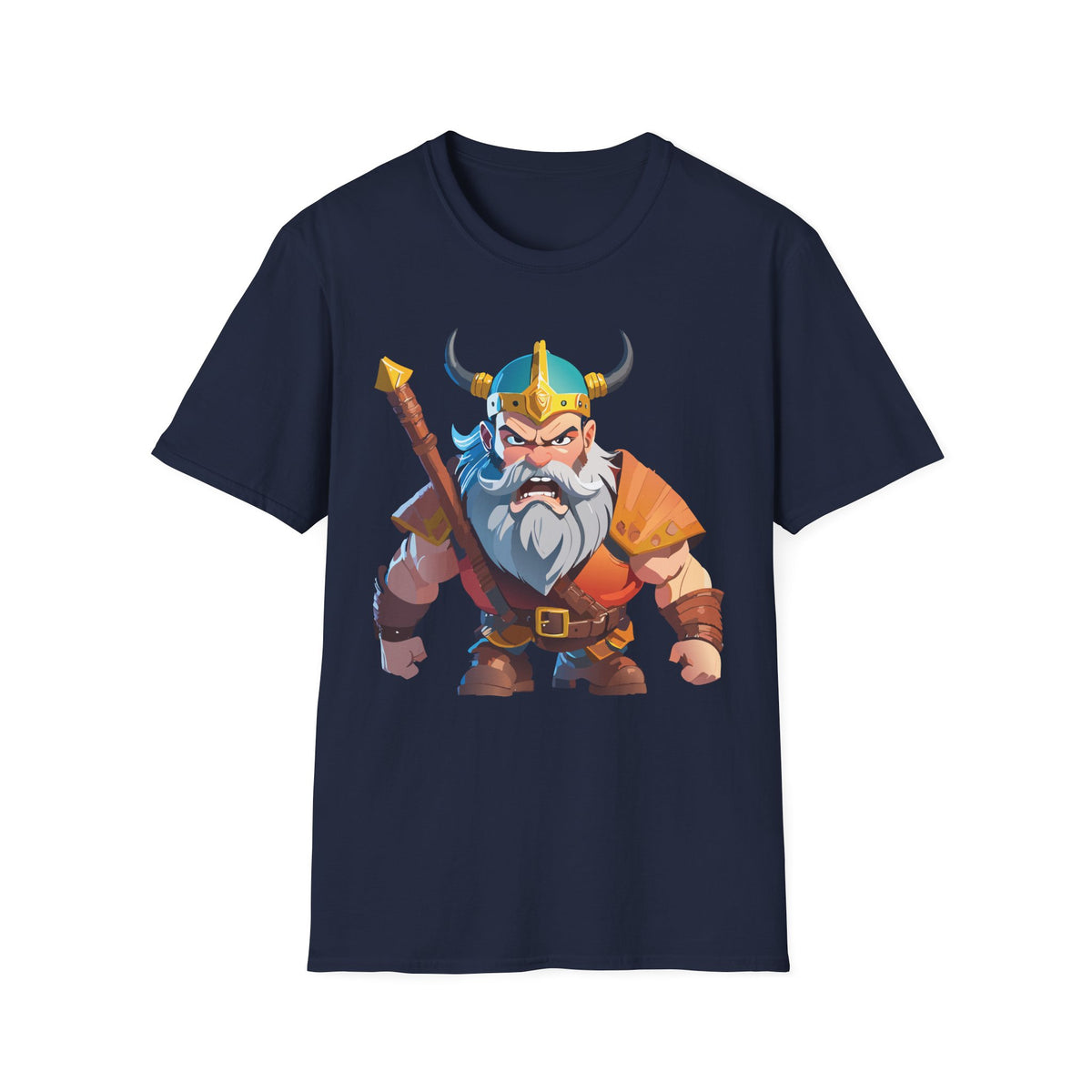 Angry Viking Warrior T-Shirt | Cartoon Norse Helmet Axe