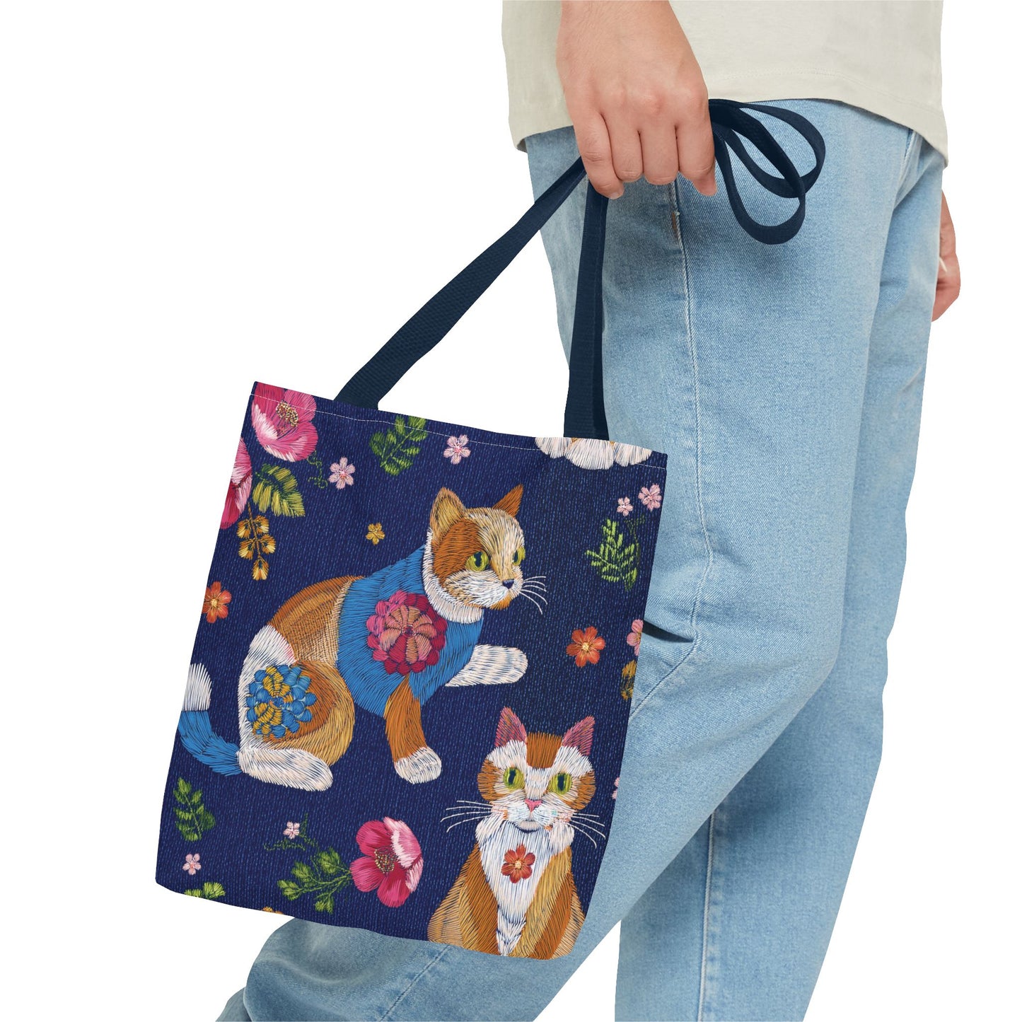 Denim Fabric Imitation Print Unisex Canvas Bag Poly Spun 3 Sizes Tote Bag 190-10