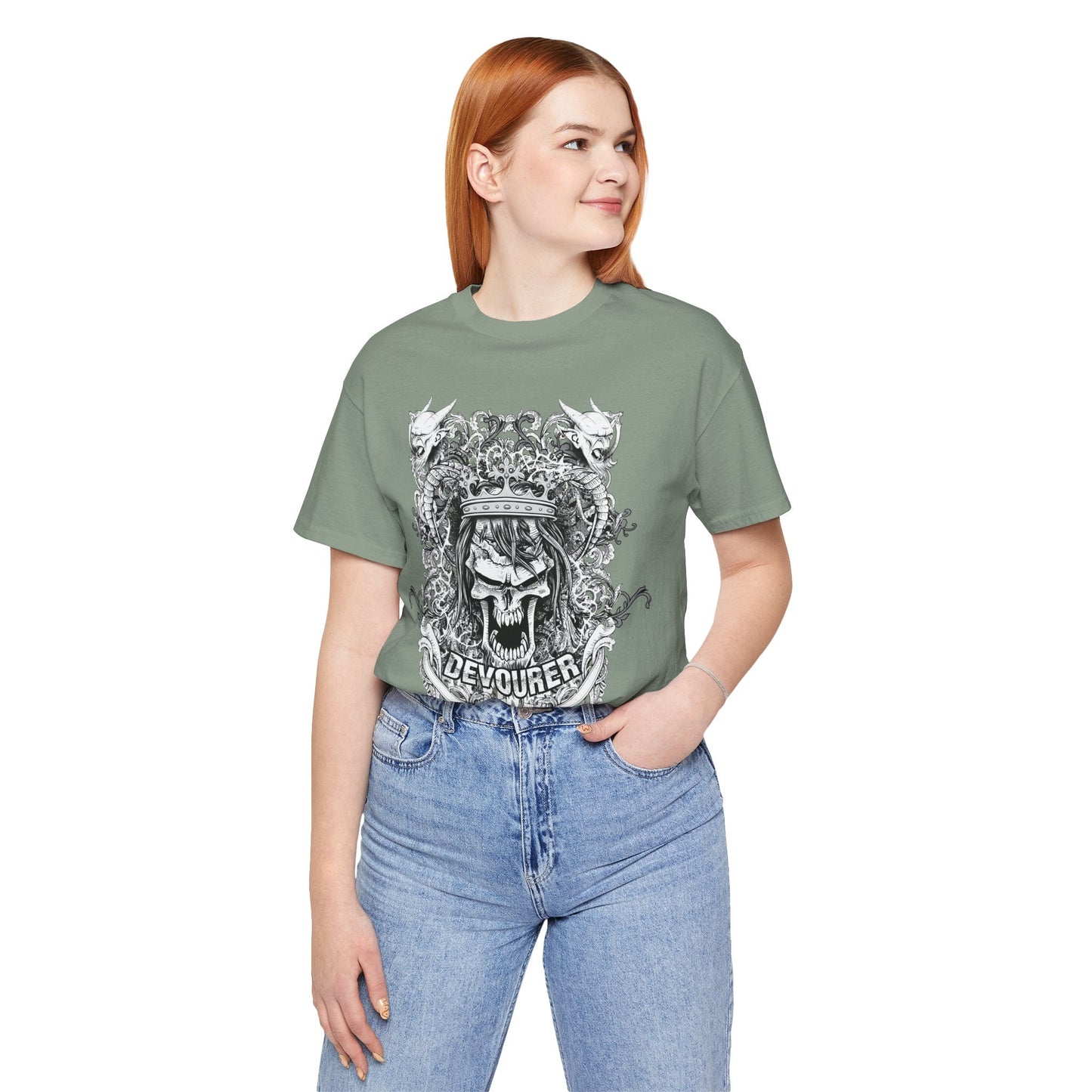 Gothic Skull Illustration Graphic Unisex Cotton T-Shirt r13