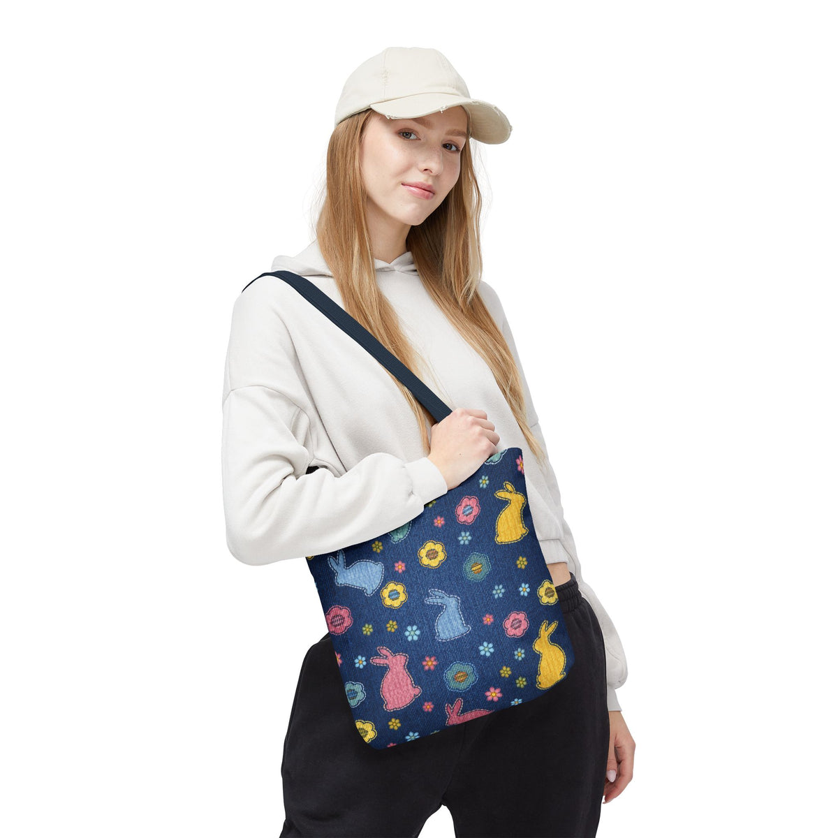 Easter Graphic Design Denim Fabric Imitation Print Unisex Canvas Bag Poly Spun 3 Sizes Tote Bag 204-6