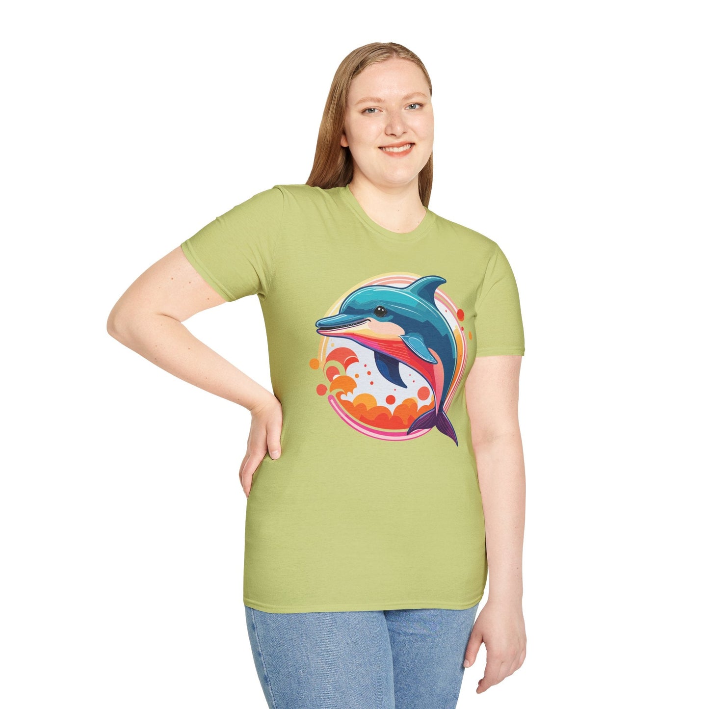 Dolphin Shirt Unisex Softstyle Tee Short Sleeve 100 Percent Ring Spun Cotton Gildan 64000