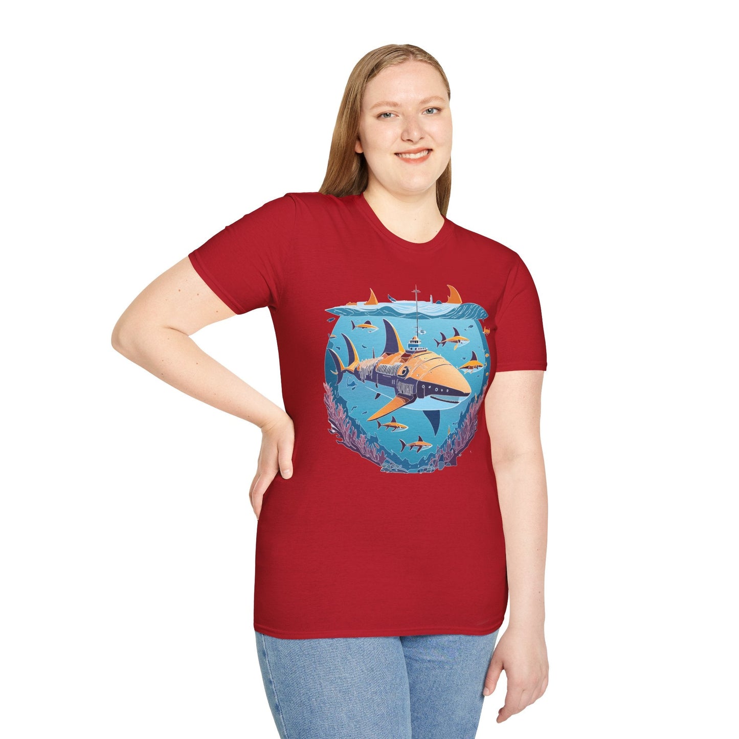Ocean Tee Shirt Unisex Softstyle Cotton Tee 4.5 Oz Lightweight U Boat Theme Design