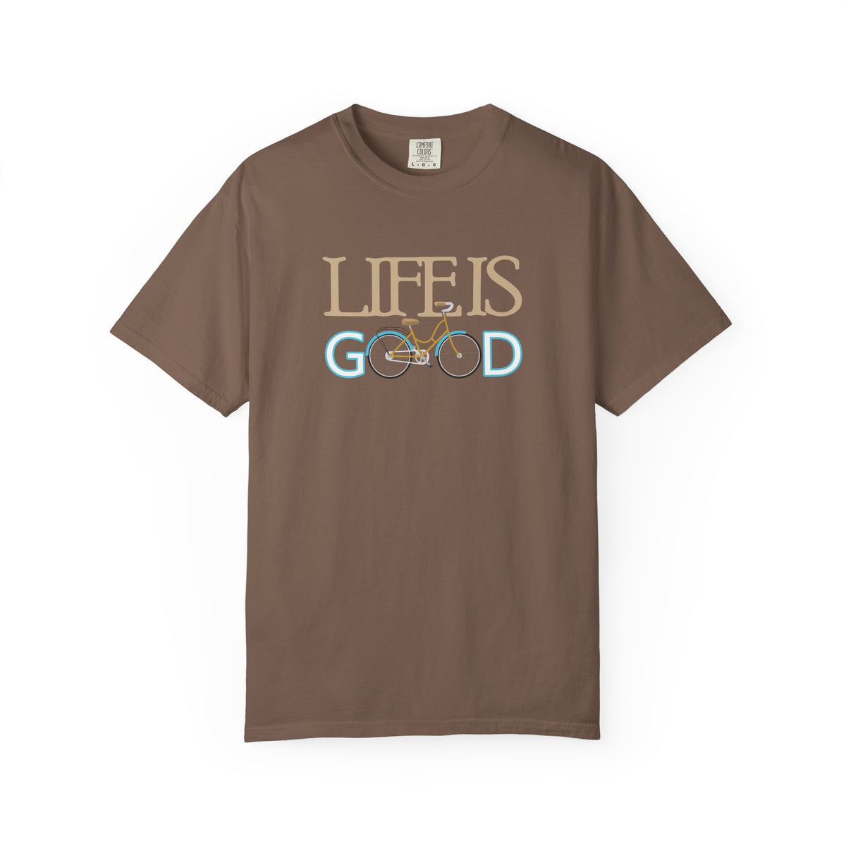 Life Is Good Bicycle Graphic Unisex Comfort Colors Garment-Dyed Heavyweight 100 Cotton Art Design T-Shirt w52