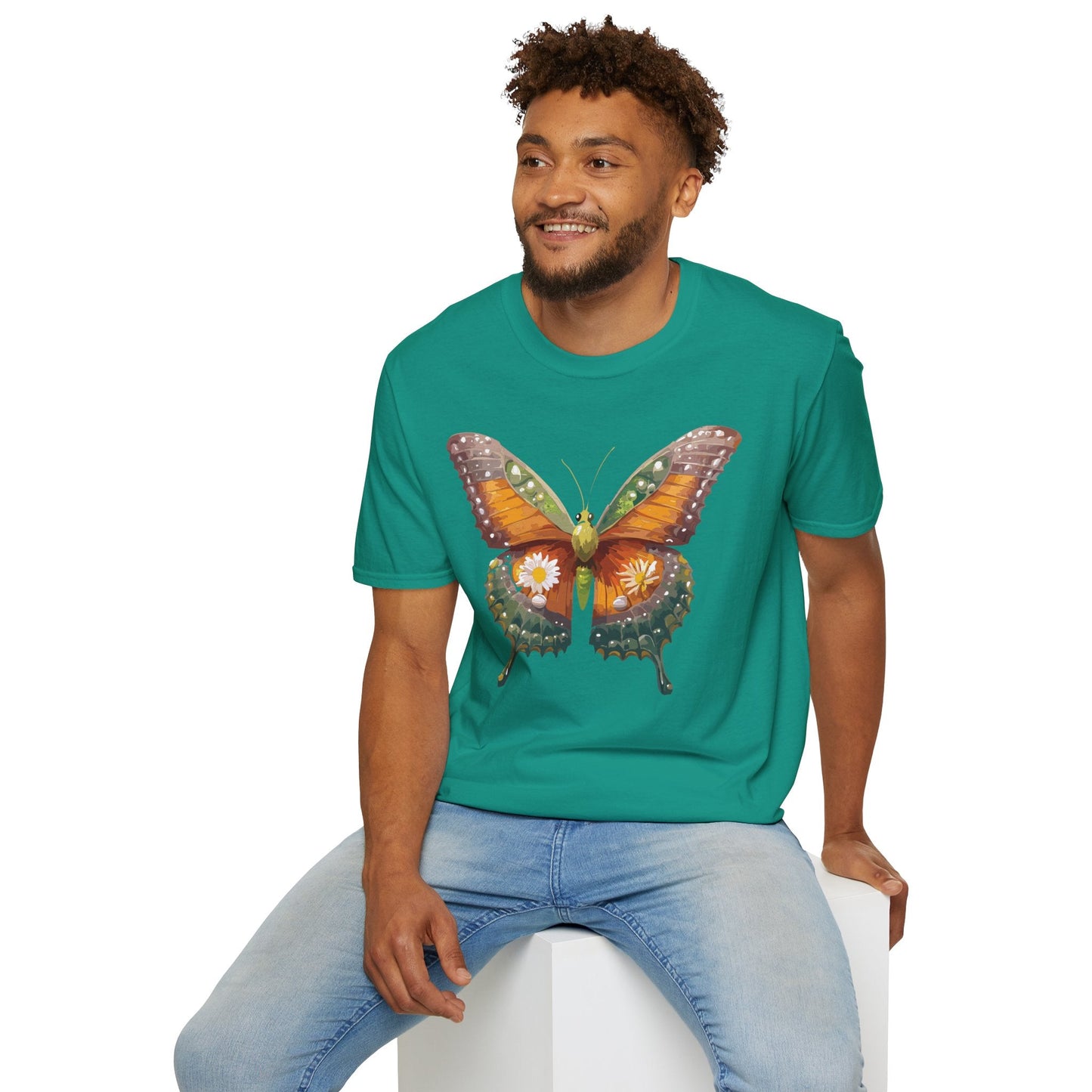 Butterfly T Shirt Unisex Monarch Shirt Gildan Softstyle 64000 100 Percent Ring Spun Cotton