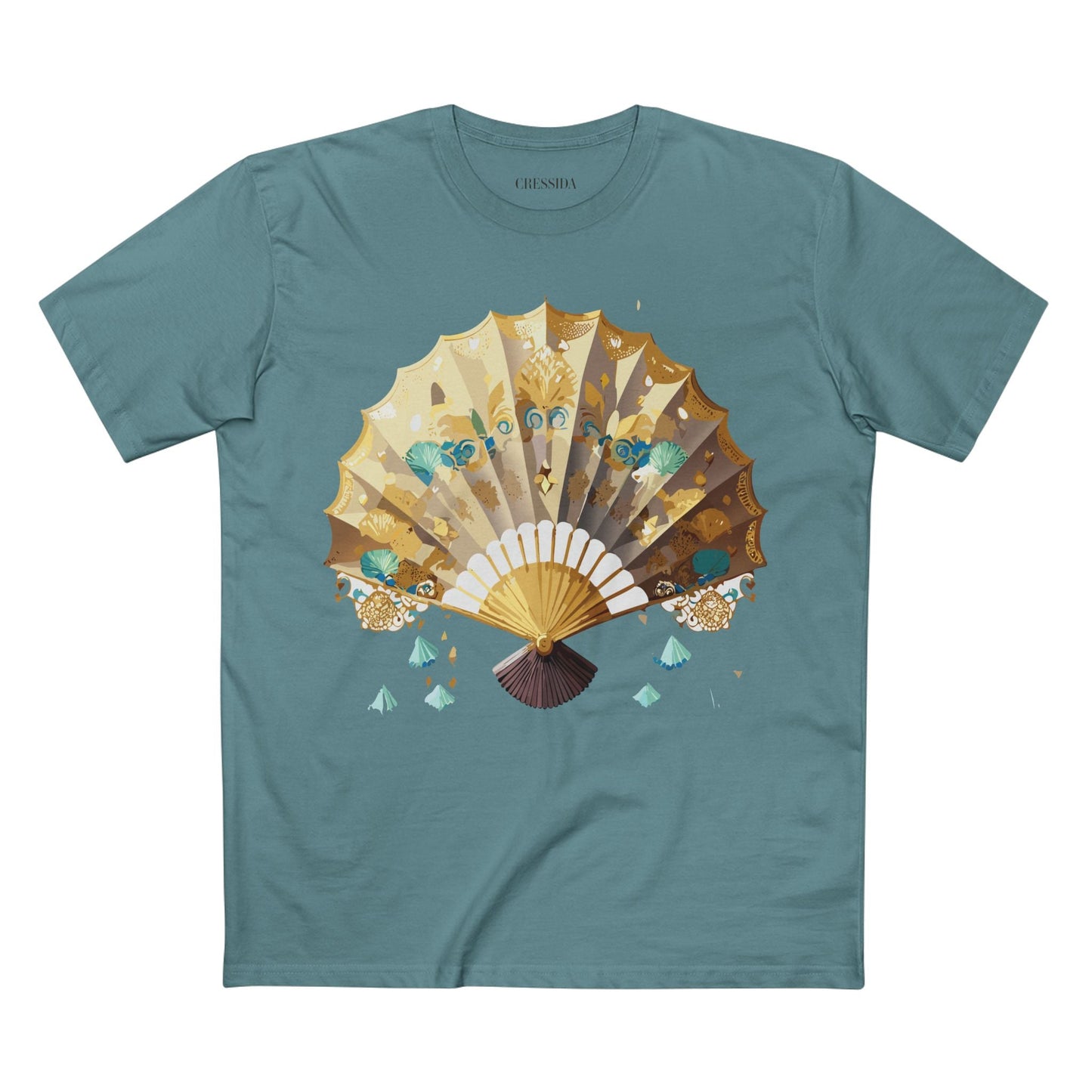 Antique Fan Graphic Design T-Shirt Unisex 100 Cotton Floral Carnival Artwork Tee 16