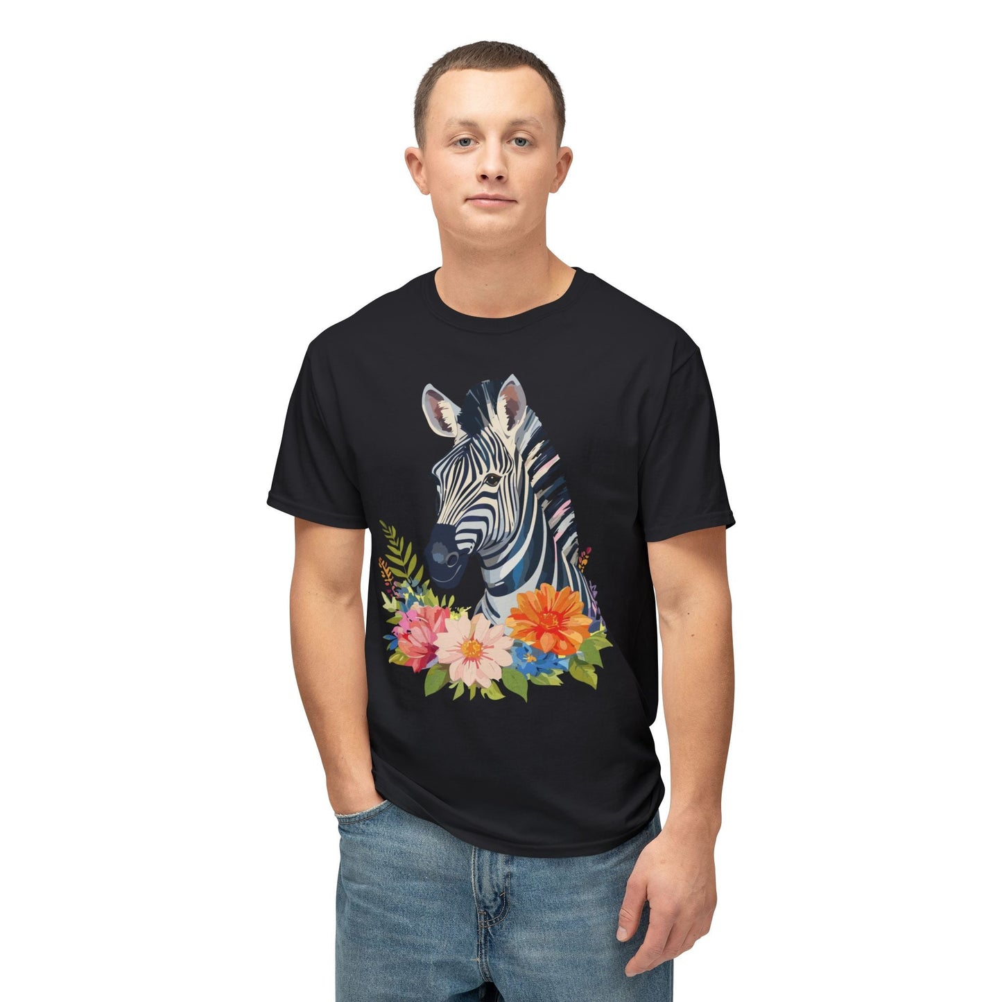 Unisex Zebra Art T Shirt With Full Color Print 100 Percent Cotton Jersey Tee Premium
