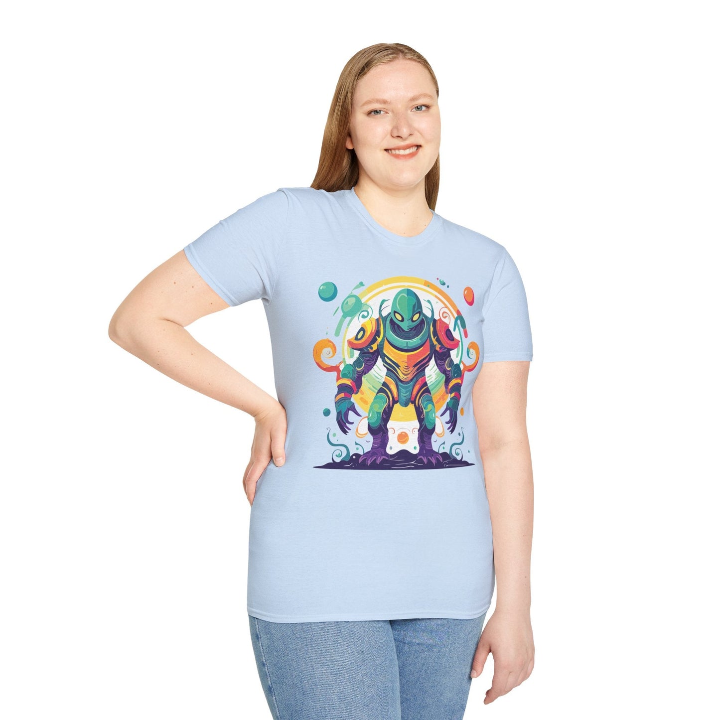 Cosmos Alien T Shirt Unisex Softstyle 64000 with Art Design Durable Comfort Artwork Tee