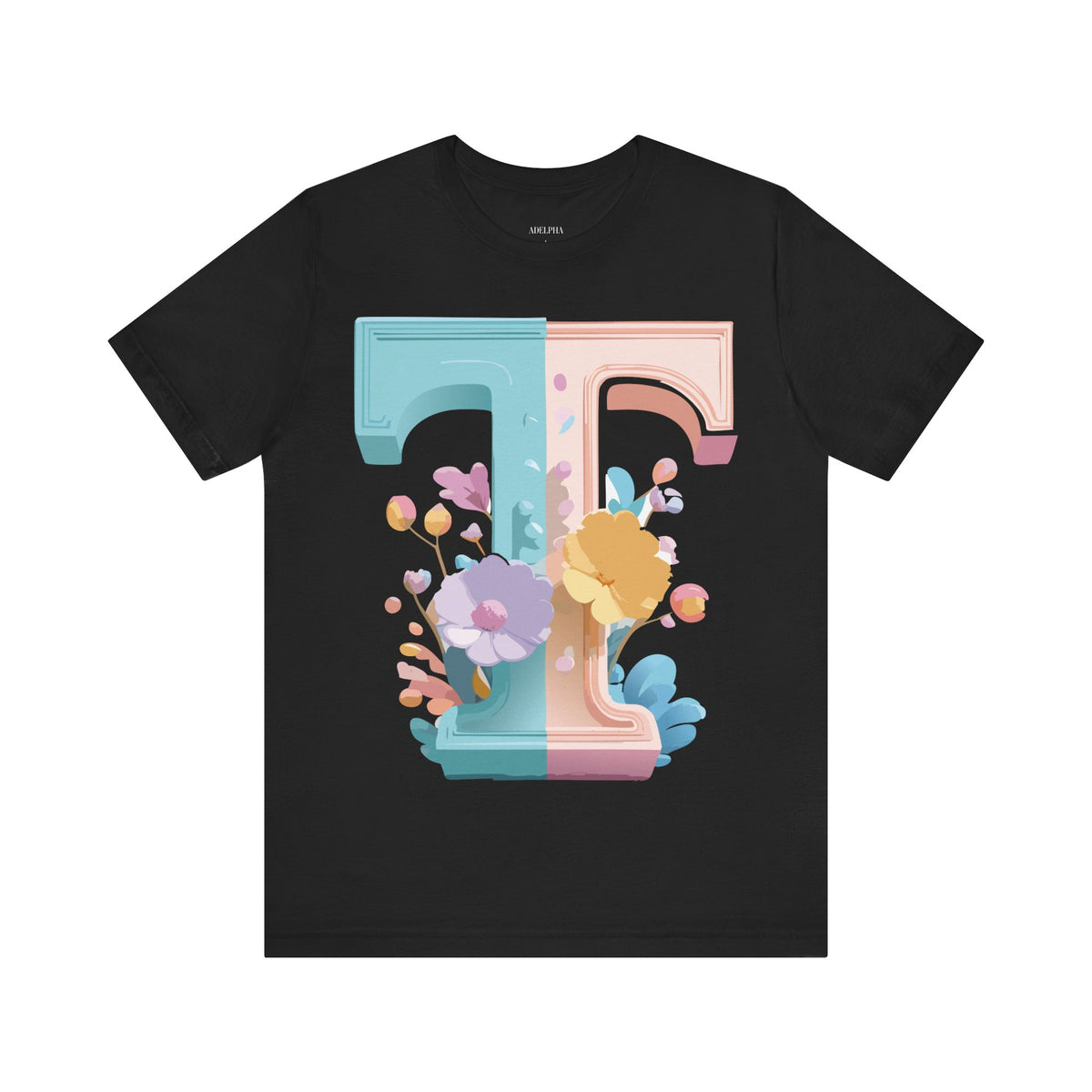 Letter T Graphic Unisex Cotton Bella+Canvas Tee with Art Letter Design