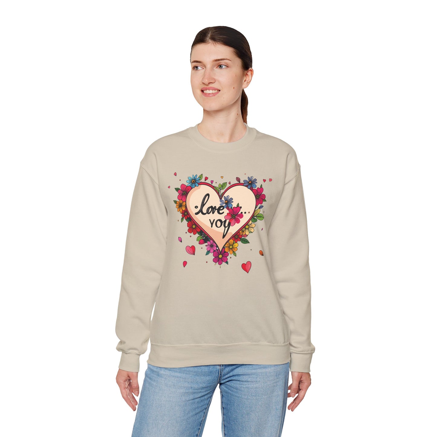 Big Heart Sweatshirt, Floral Heart Sweatshirt, Floral Love Sweatshirt, Valentine's Day Sweatshirt, Heart Floral Sweatshirt 109